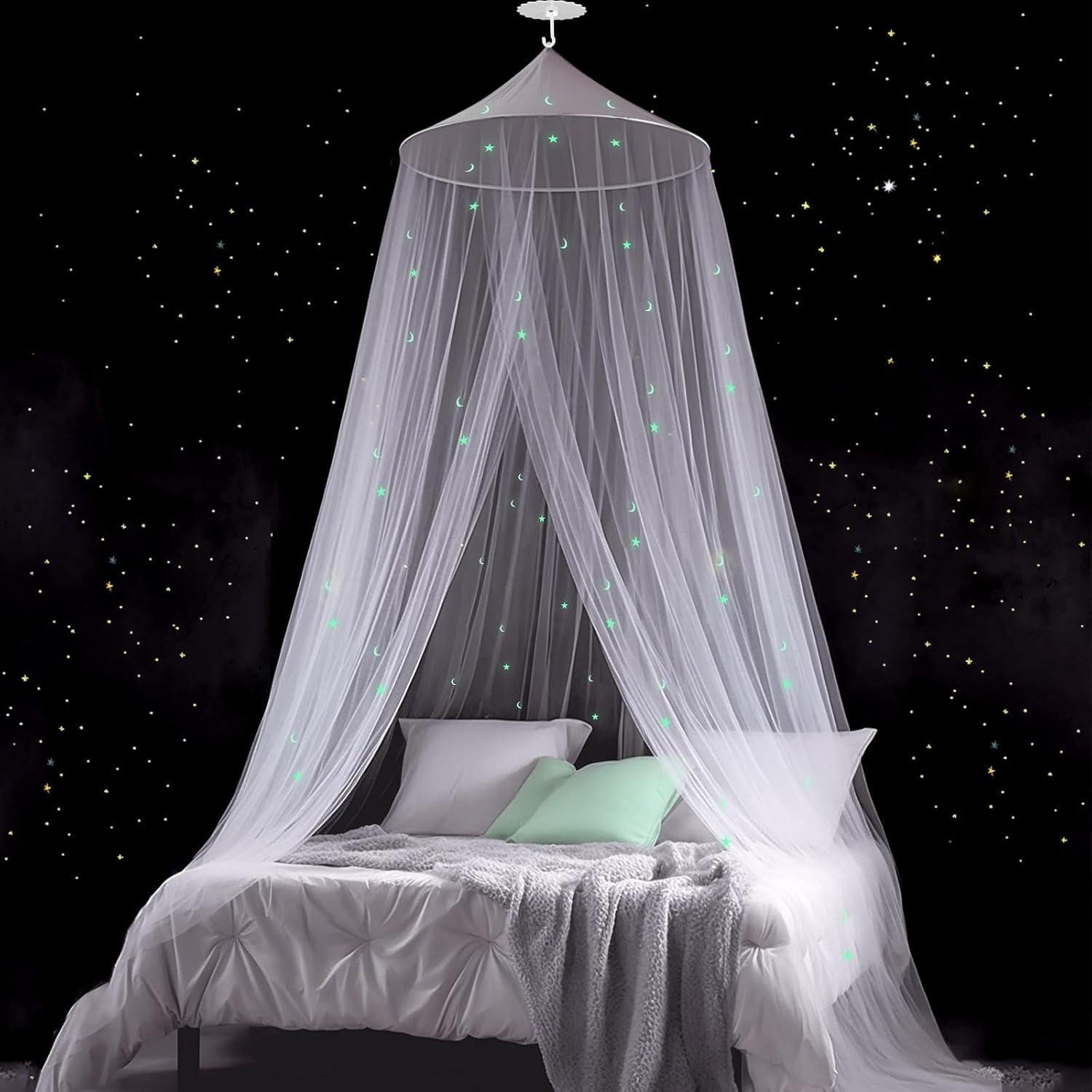 Schutzplane Moskitonetz Sterne Mond Leuchtend Doppelbett Einzelbett Kinderbett