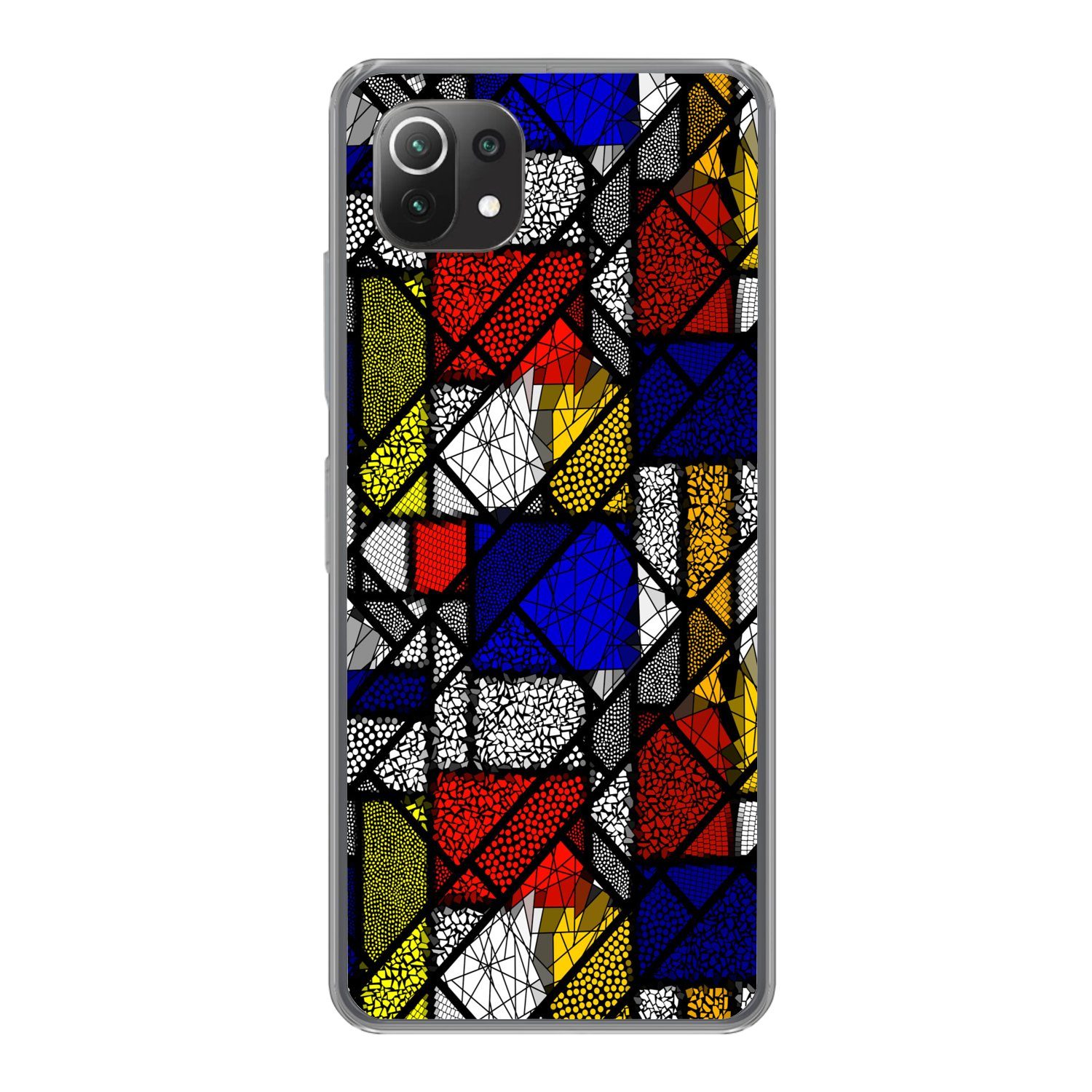 MuchoWow Handyhülle für Xiaomi Mi 11 Lite Mondrian - Glasmalerei - Alte Meister - Kunstwer, Phone Case, Silikon, Schutzhülle Dünn