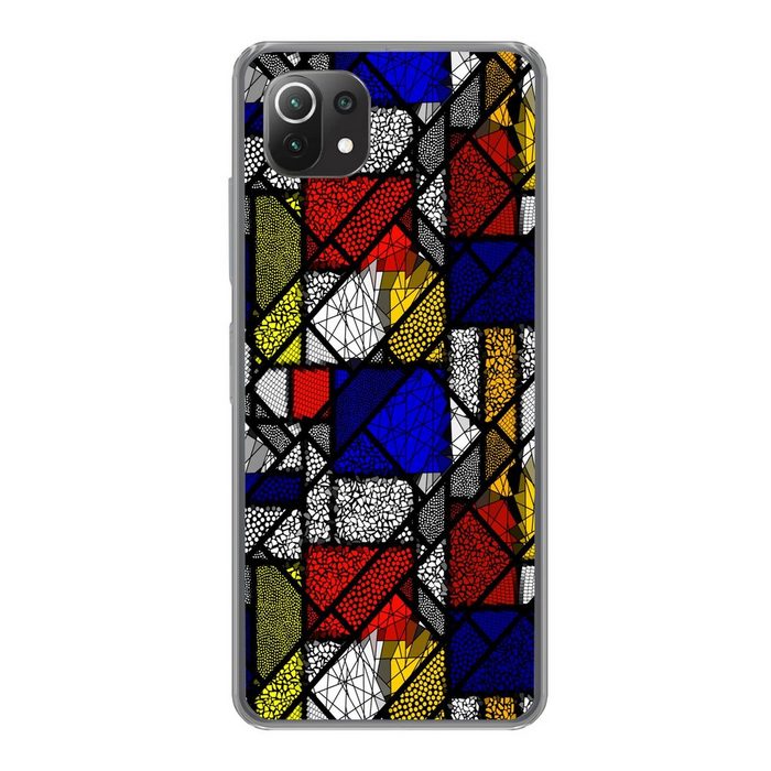 MuchoWow Handyhülle Mondrian - Glasmalerei - Alte Meister - Kunstwerk - Abstrakt - Malerei Phone Case Handyhülle Xiaomi Mi 11 Lite Silikon Schutzhülle