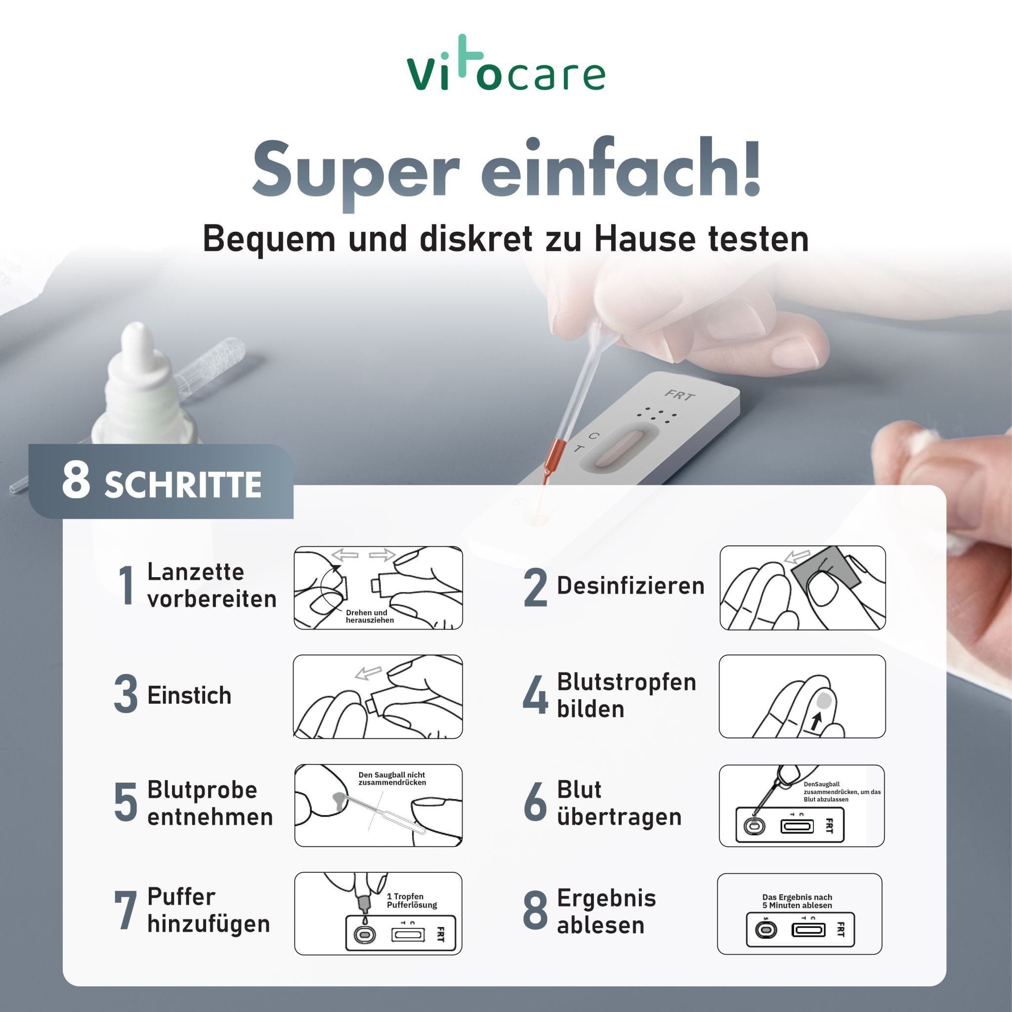 Vitocare Blutzucker-Teststreifen Ferritin Test-Set (2er Pack) – Ihr schneller Check auf Eisenmangel