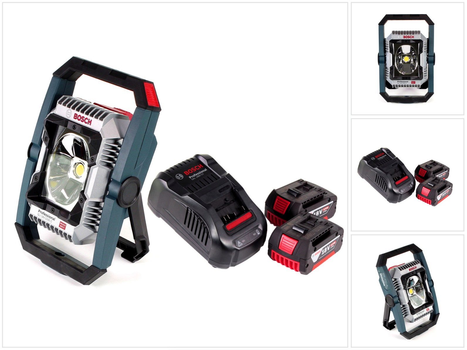 Bosch Professional Baustrahler GLI 18V-2200 C Akku Lampe 18V 2200lm Bluetooth (0601446501) + 2x 5