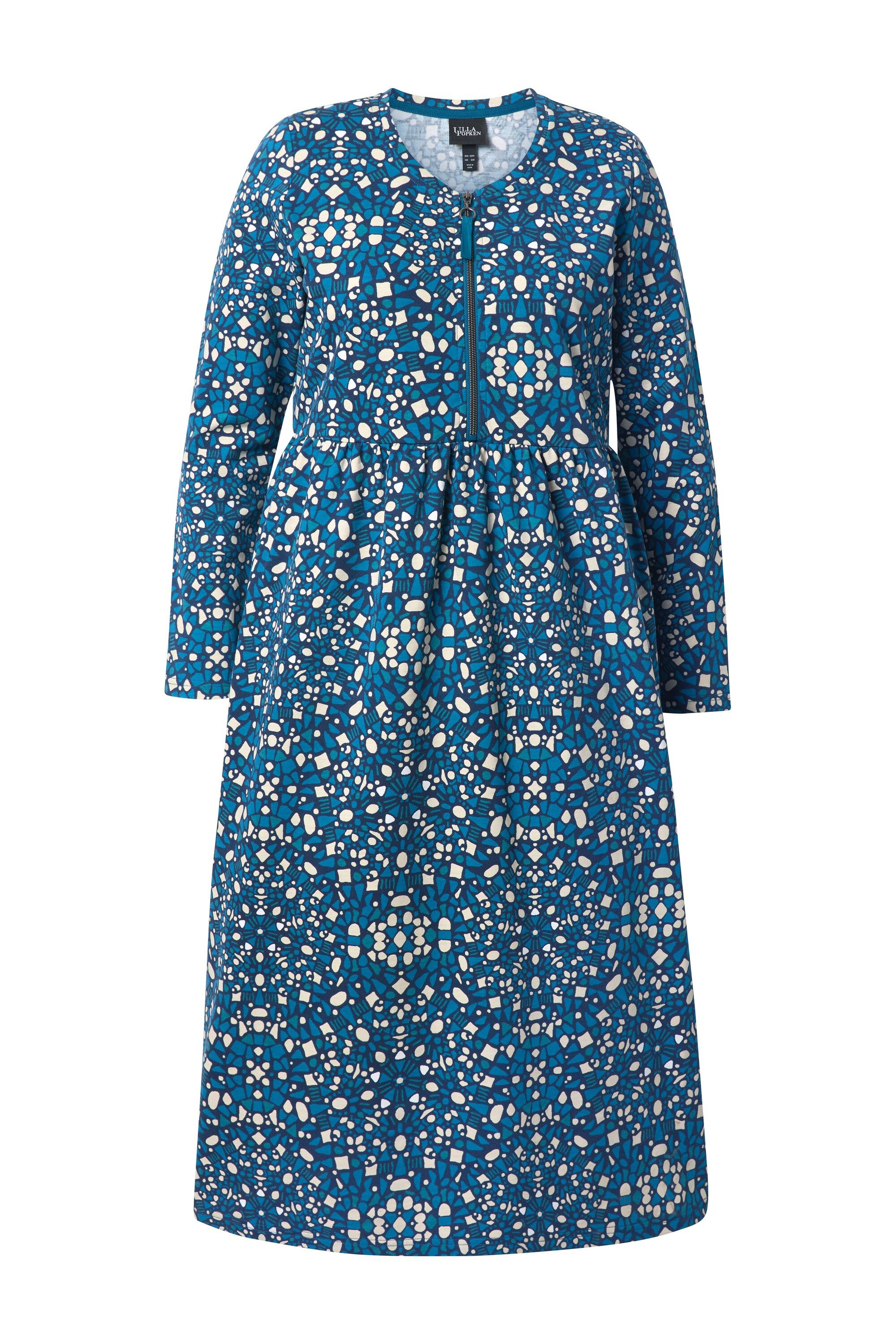 Ulla Popken Jerseykleid Sweat-Midikleid Zipper A-Linie Rundhals Langarm günstig online kaufen