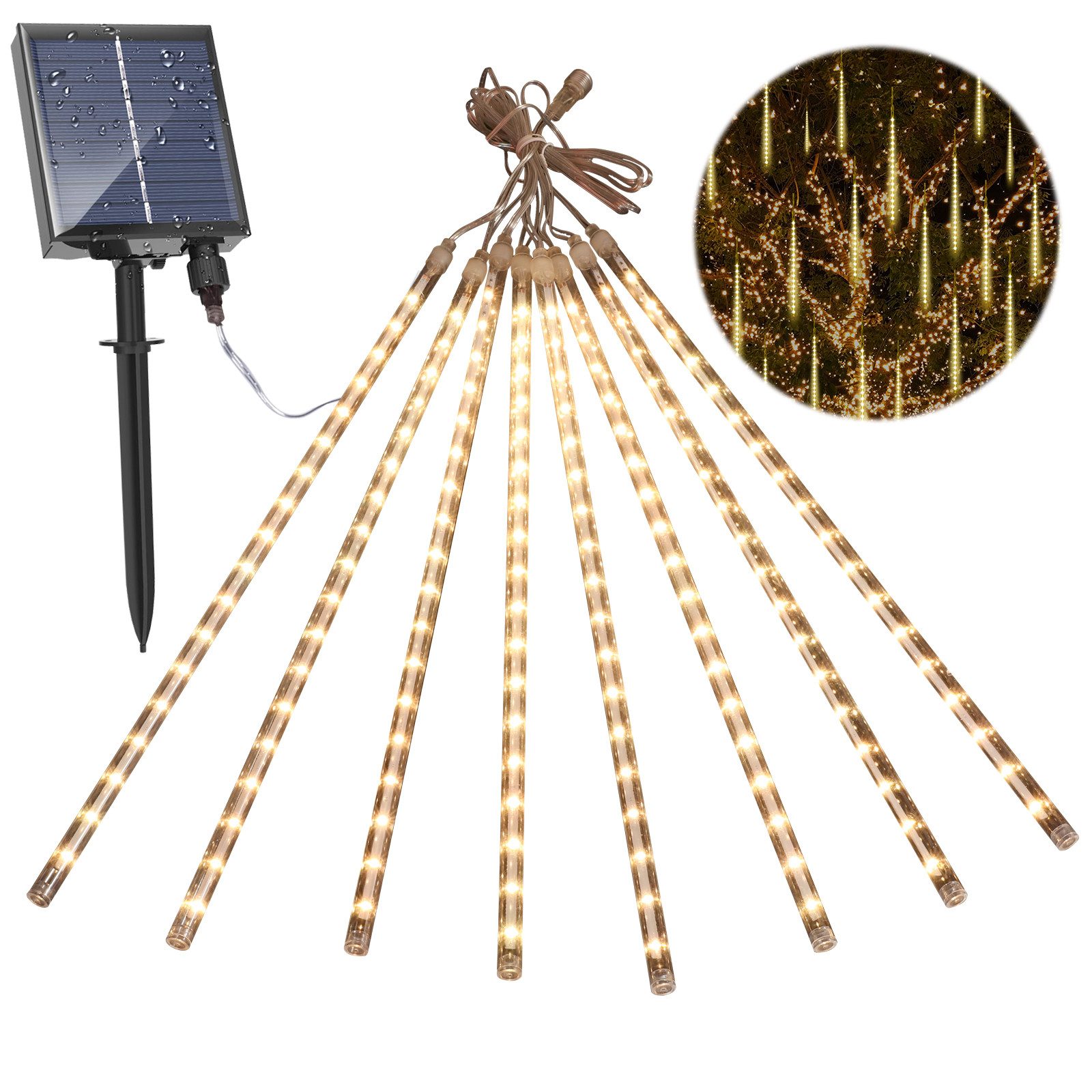 Rosnek LED-Lichterkette Meteorschauer Lichterkette Außen Solarbetrieben LED günstig online kaufen