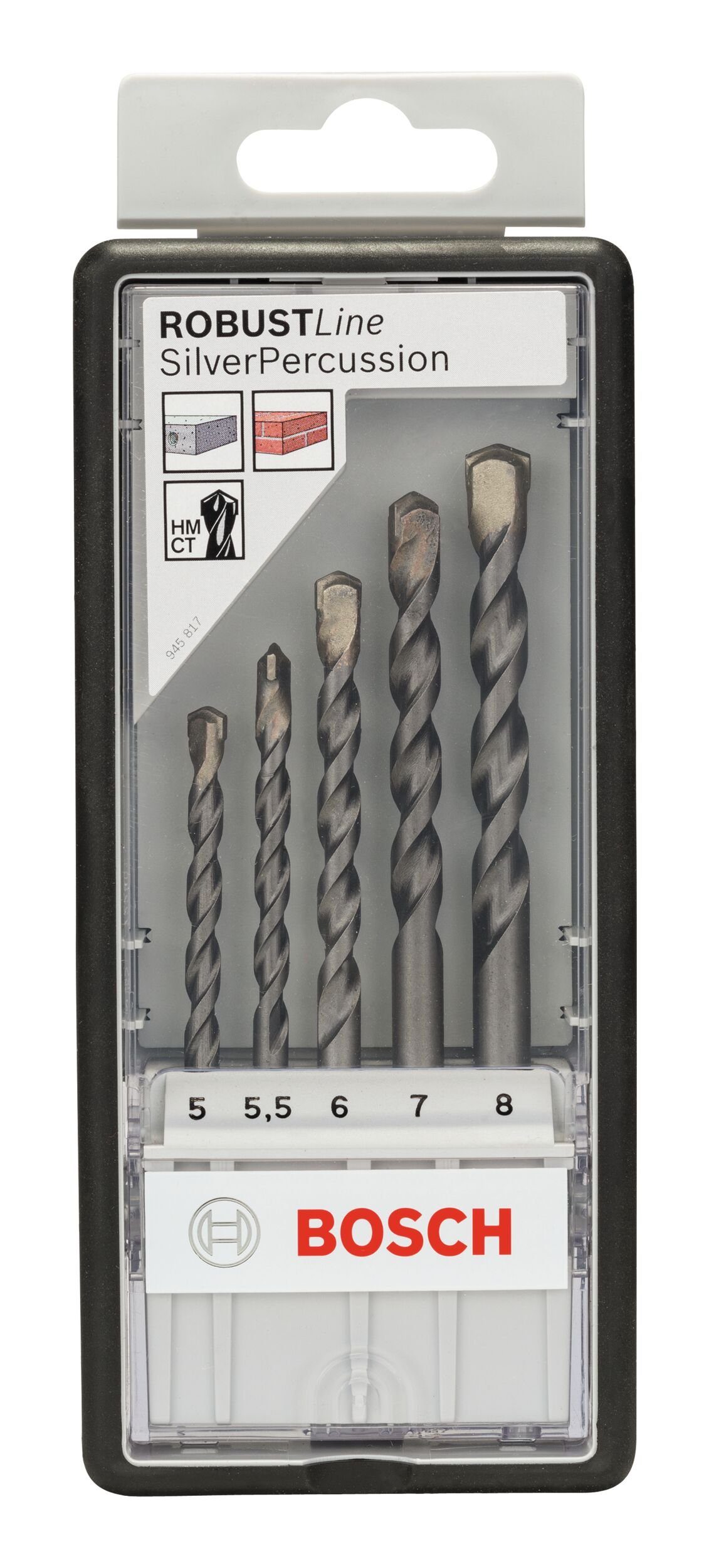 Thumbnail - BOSCH Steinbohrer, (5 Teile), CYL-3, Silver Percussion Robust Line-Set - 5 - 8 mm, 5-teilig