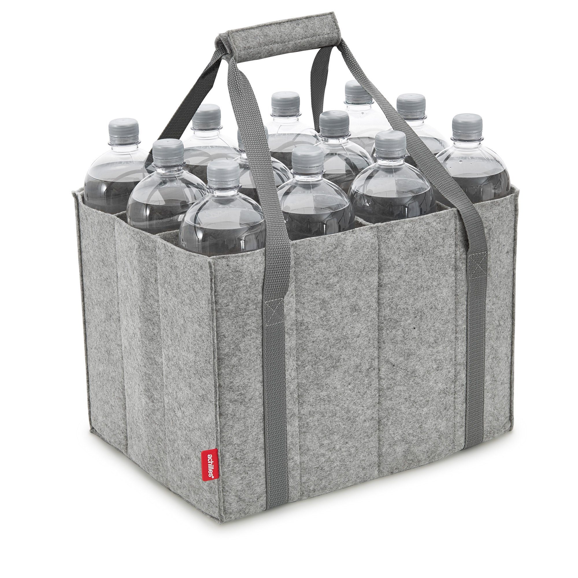 cm x 100% Liter Tasche Flaschen Auch x recycelt 1,5 für 27 aus 27 Flaschen, 12 cm mit Fächer, Filz, Flaschenkorb 36 Flaschentasche cm achilles