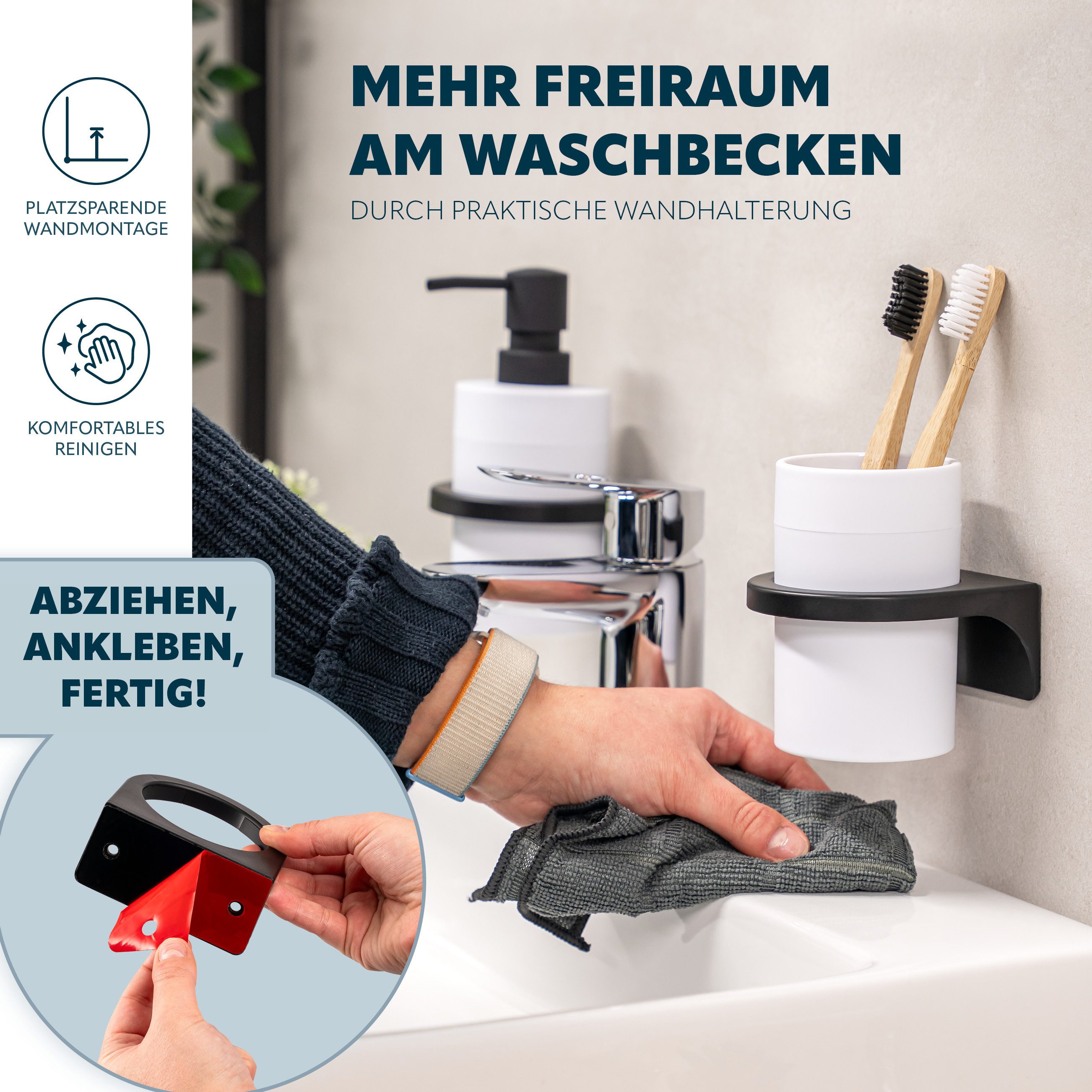 bremermann Zahnputzbecher rund, SAVONA Soft-Touch inkl. Wandhalterung, (1-St)