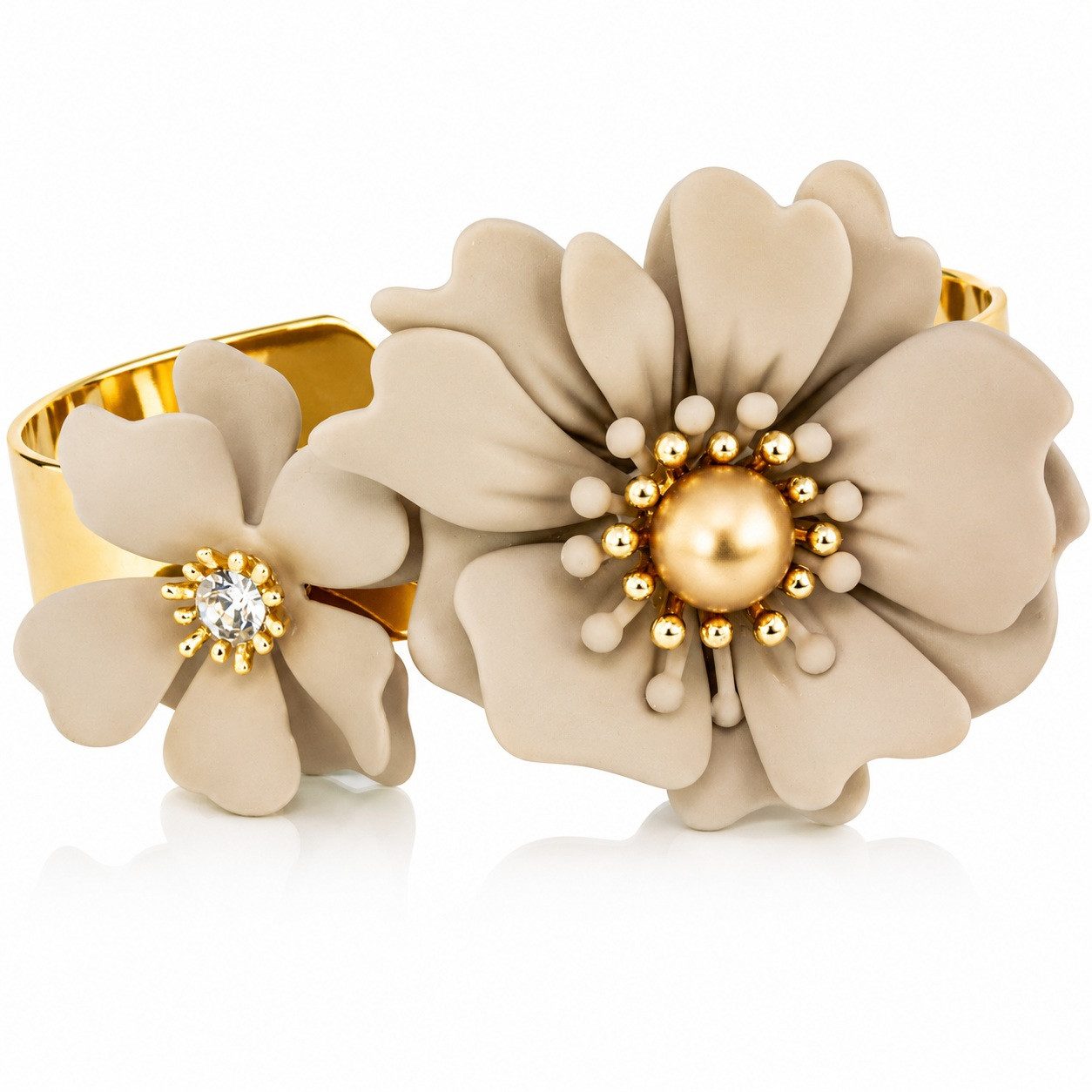 LUISIA® Armreif Armspange "Nelia" mit Blumen (inkl. Schmuckbox), 16 Karat vergoldet