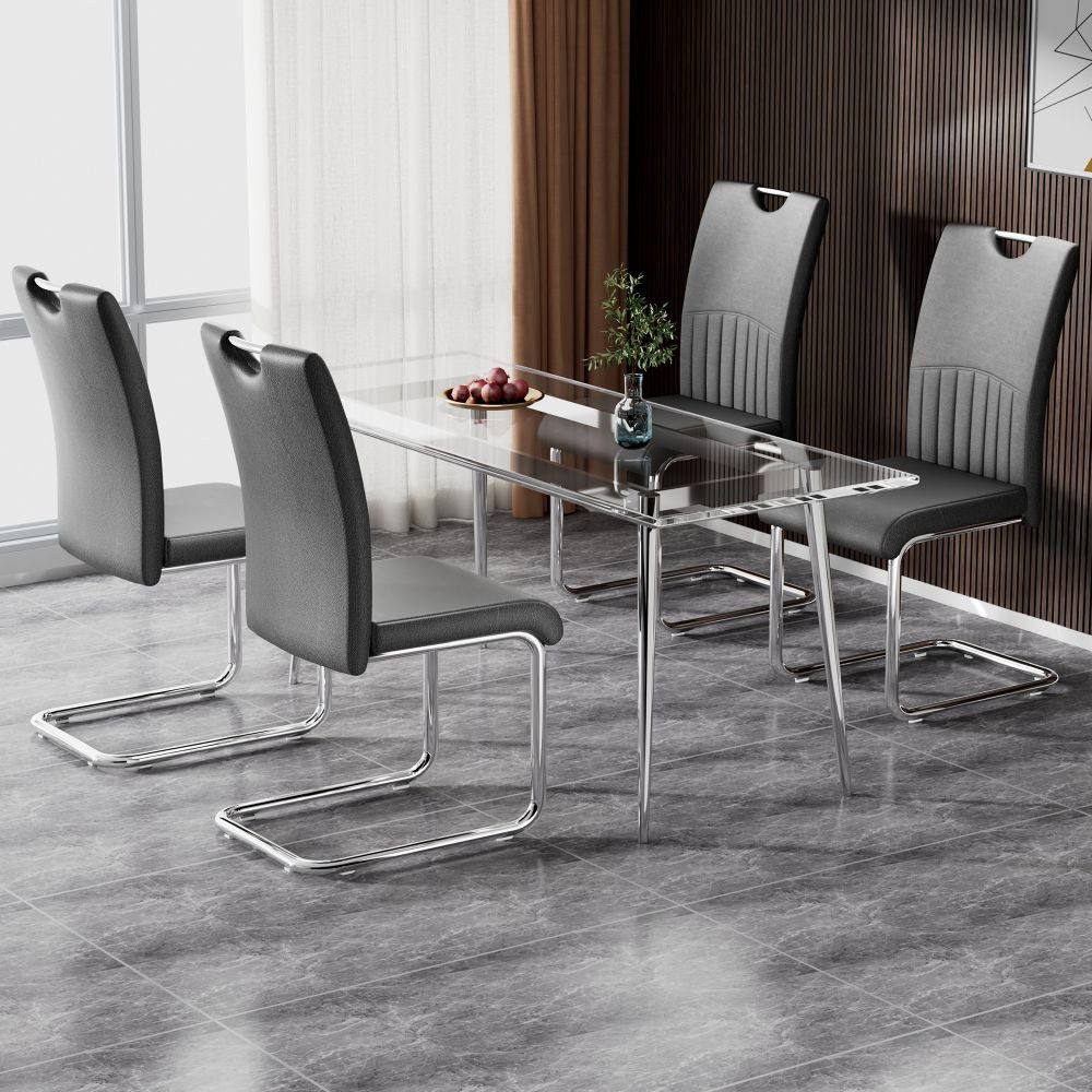 SIKAINI Esszimmerstuhl (Unsere Stuhlbeine sind aus hochwertigem verchromtem Metall gefertigt, das nicht nur glänzt und schön aussieht, sondern auch eine gewisse Eleganz verleiht, 1 St), Verchromter Metallrahmen, Tragfähigkeit bis zu 150 Kilogramm.