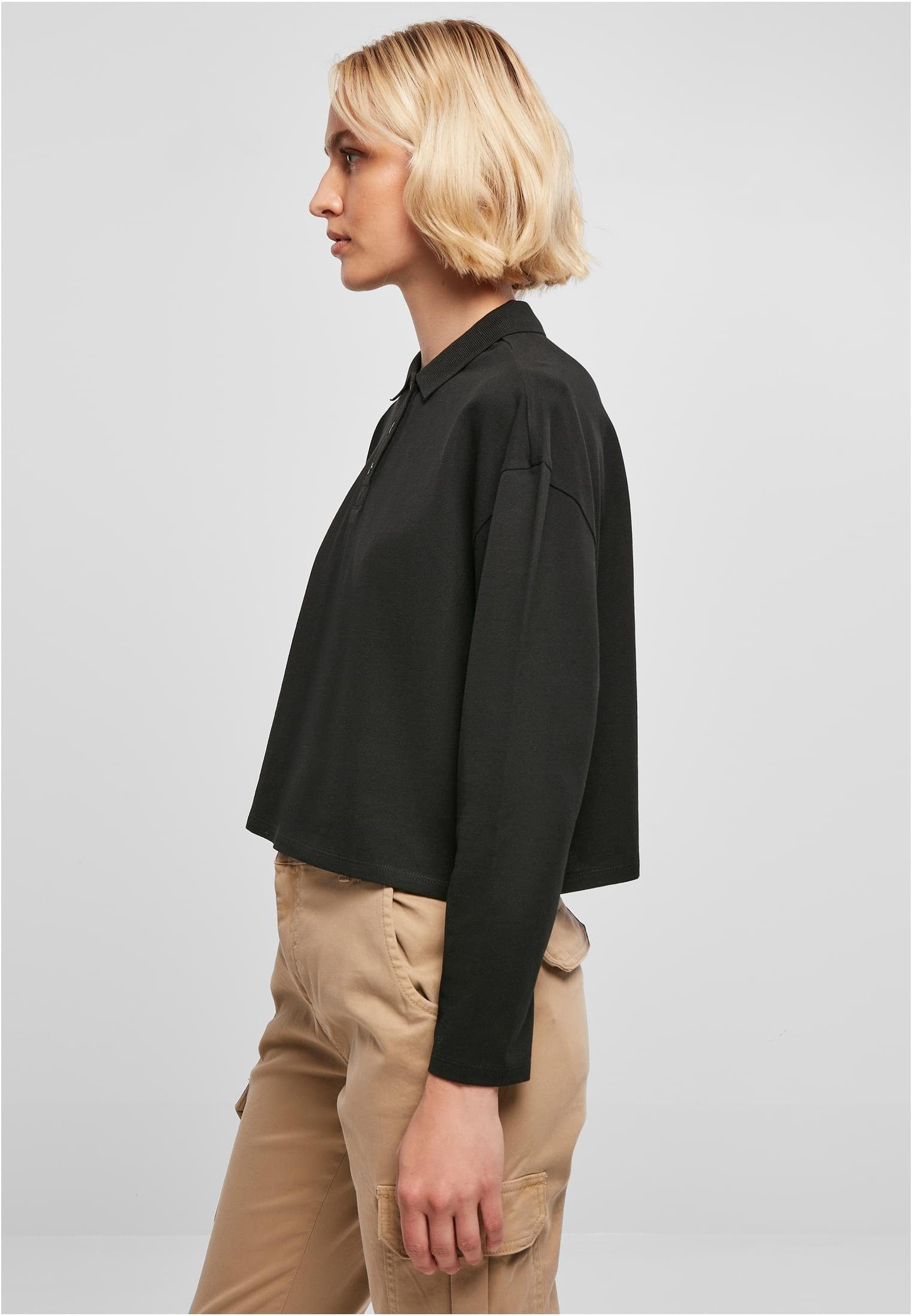URBAN CLASSICS Langarmshirt Damen Ladies Short Oversized Polo Longsleeve (1- tlg), Stylisches T-Shirt aus angenehmer Baumwollmischung | T-Shirts