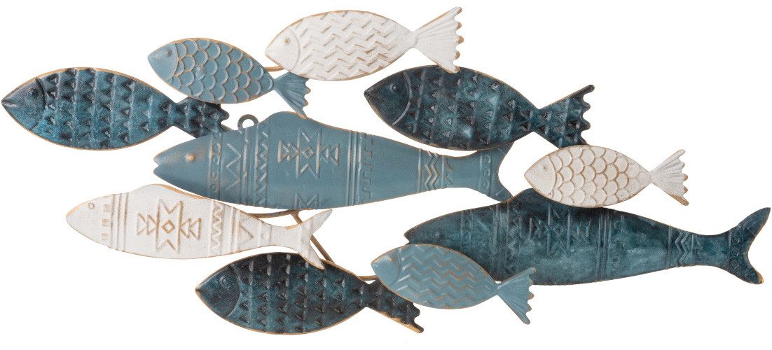 Bönninghoff Metallbild ABSTRAKT – FISCHE BLAU 70x30 cm – Deko modern, Fisch, Fisch & Meeresfrüchte, Wassertiere, Wanddekoration