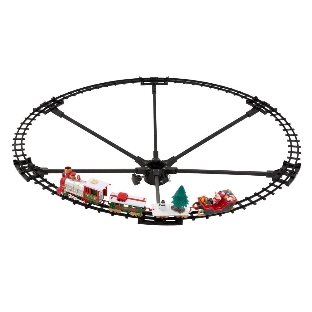 ECD Germany Weihnachtsfigur Weihnachtszug, Eisenbahn Kinder Elektrisch, Weihnachtsdeko, Ø87,5, Modelleisenbahn mit Licht & Sound, Zug-Deko um den Weihnachtsbaum