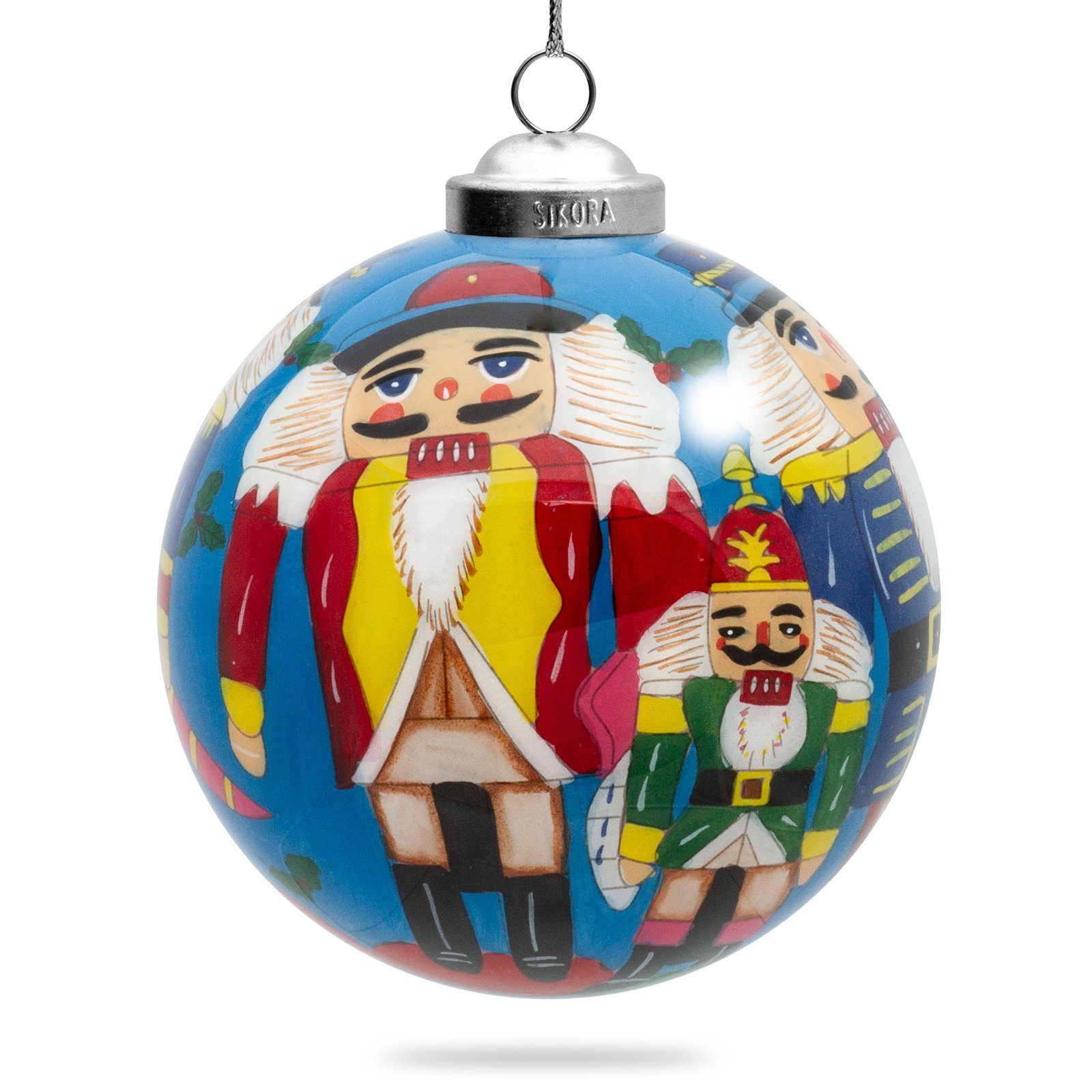 SIKORA Christbaumschmuck SIKORA K10-15 Nussknacker Glaskugel Weihnachtskugel Innenglasmalerei D: 10 cm