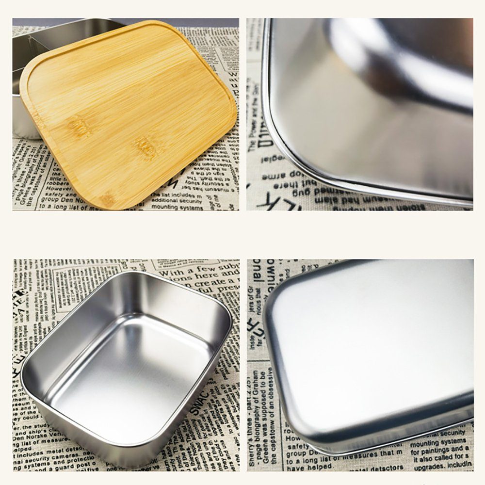 GelldG Lunchbox Brotdose Edelstahl mit Auslaufsiche Metall 2 Umweltfreundlich Silber(0.435kg) Fächern