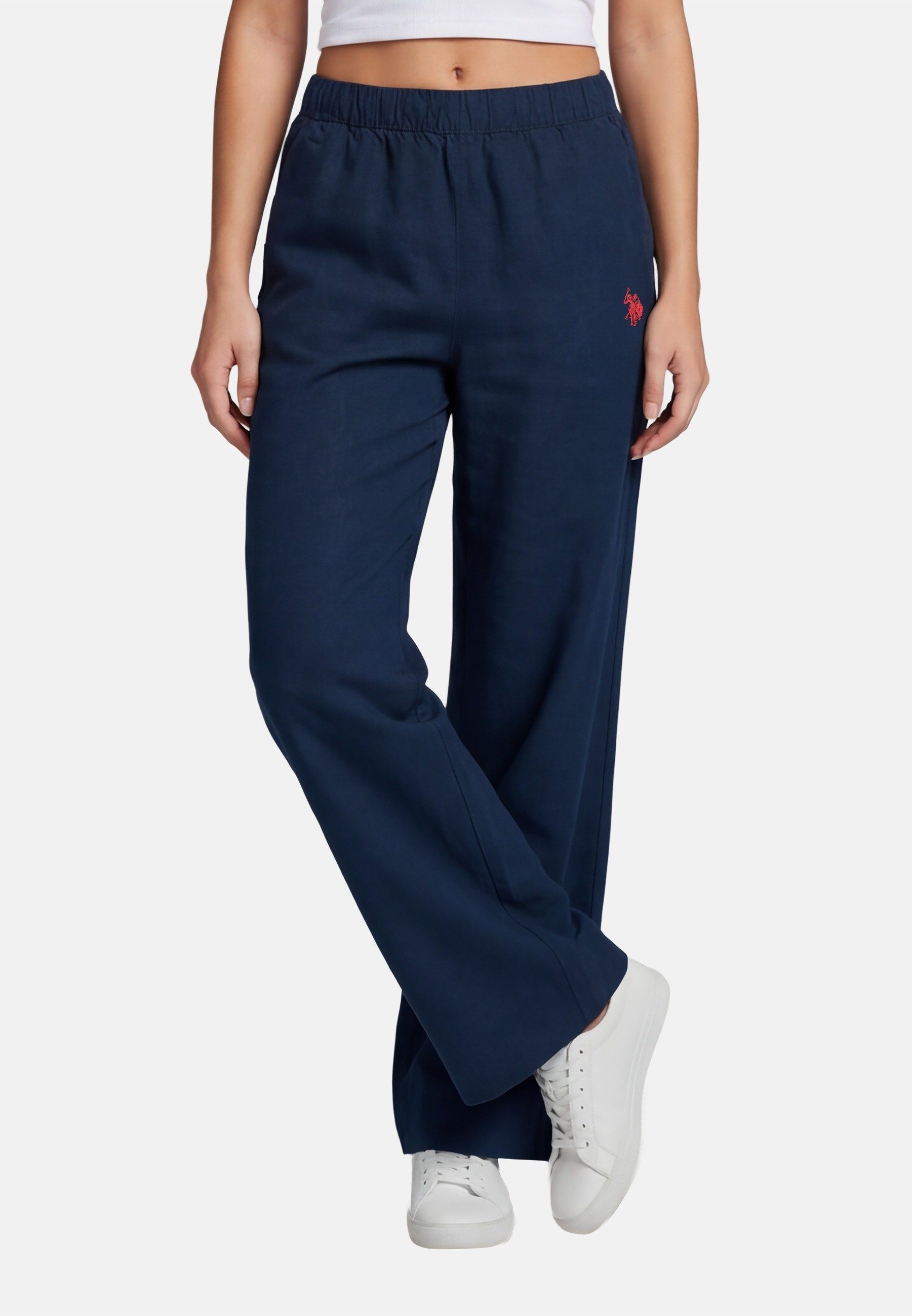 U.S. Polo Assn. Leinenhose USMoolly Damen - Sommerhose luftig mit elastischem Bund Leichte Hose aus Leinenmix mit Taschen und Komfortbund
