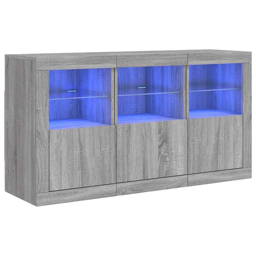 vidaXL Sideboard Sideboard mit LED-Leuchten Grau Sonoma 123x37x67 cm (1 St) günstig online kaufen