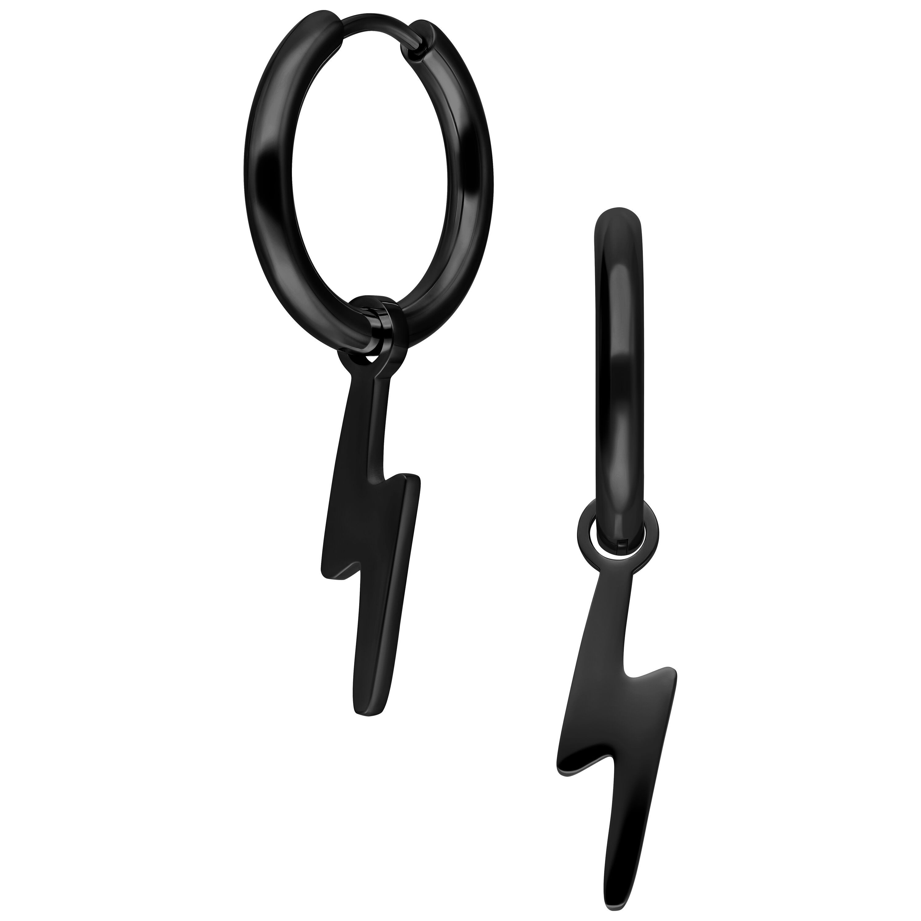 Wildcat Paar Ohrhänger Little Flash Hoops - Metal noir, Chirurgenstahl 316L - wasserfest, langlebig, hautverträglich – Bild 4 von 5