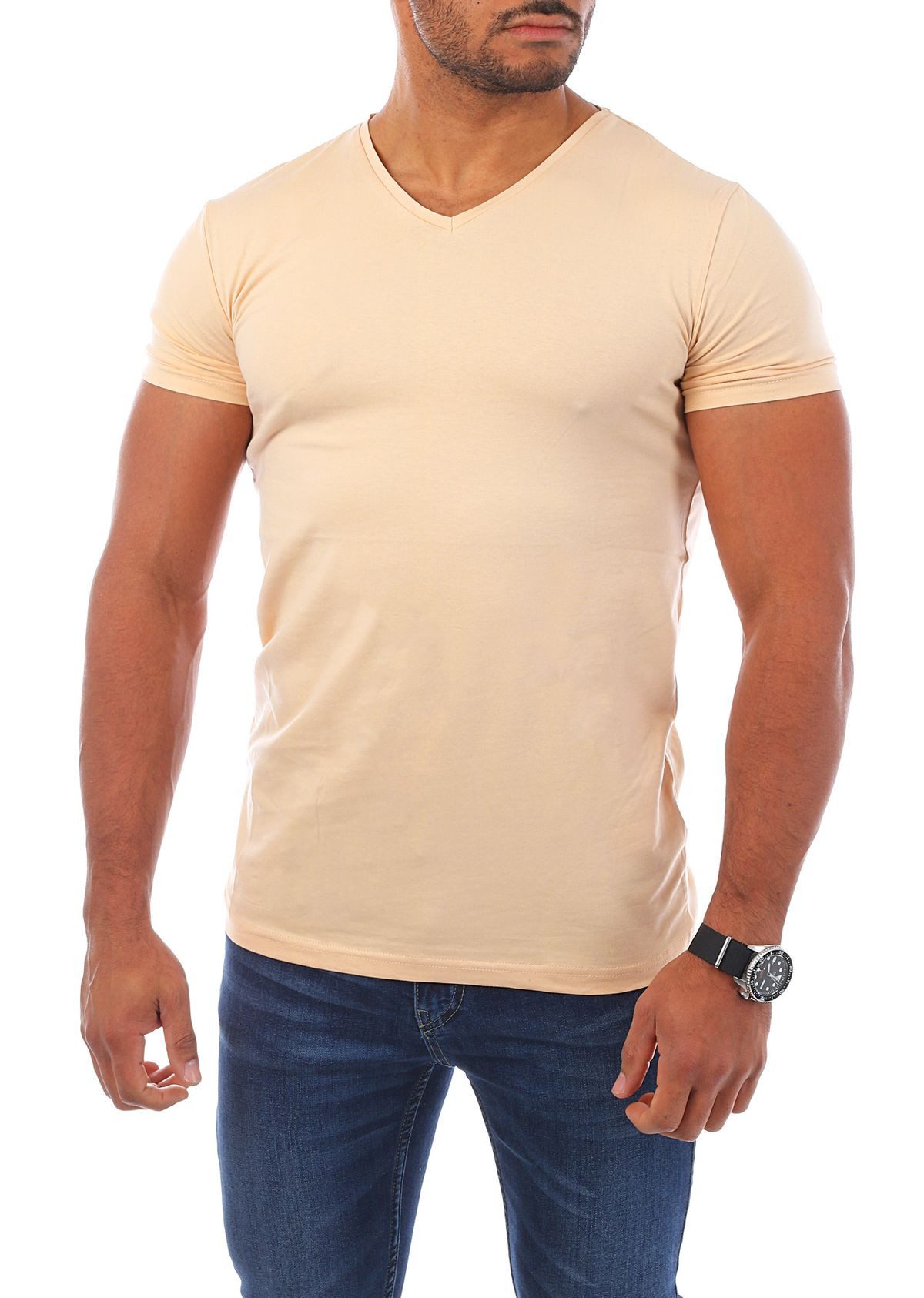 Young & Rich T-Shirt Herren Uni Basic V-neck V-Ausschnitt Unterziehshirt 17 günstig online kaufen