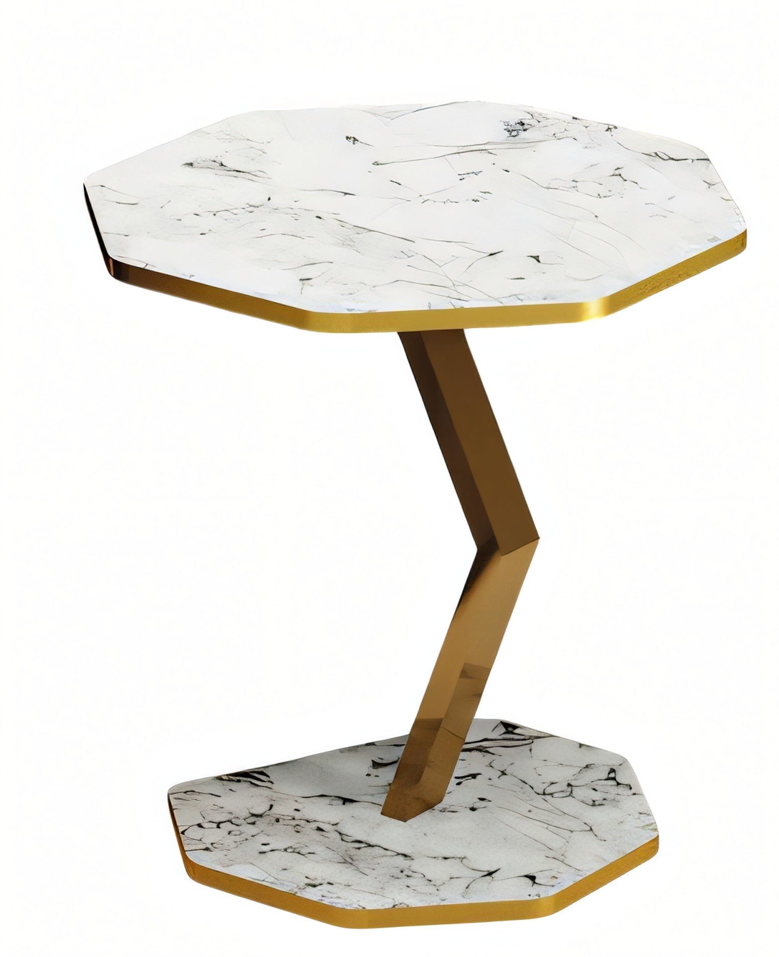 Xlmoebel Beistelltisch Weißer Holz-Tisch mit achteckiger Form und modernem Design, Made in Europa