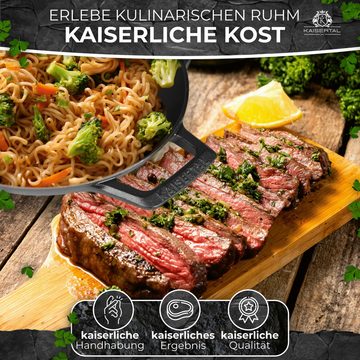Kaisertal Wok KAISERTAL 32cm Gusseisen Wok Induktion - Wokpfanne aus Gusseisen, Gusseisen (1-tlg), Mit Rezeptbuch