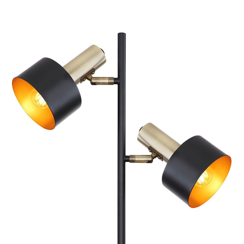 etc-shop Stehlampe, Leuchtmittel nicht goldfarben Kabel schwarz altmessing Stehleuchte 1,8 inklusive, m