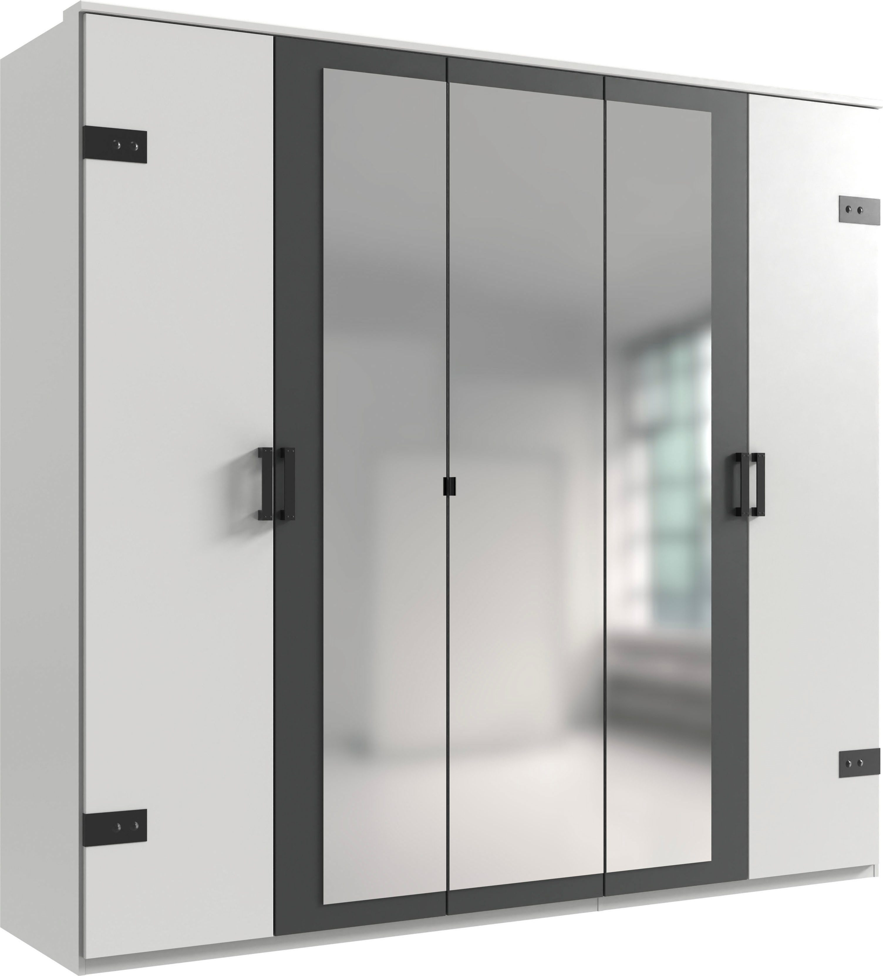 Wimex Kleiderschrank Stockholm, rustikale Optik im Industrial Design, Made in Germany mit Spiegel, 225x58x210 cm, Made in Germany