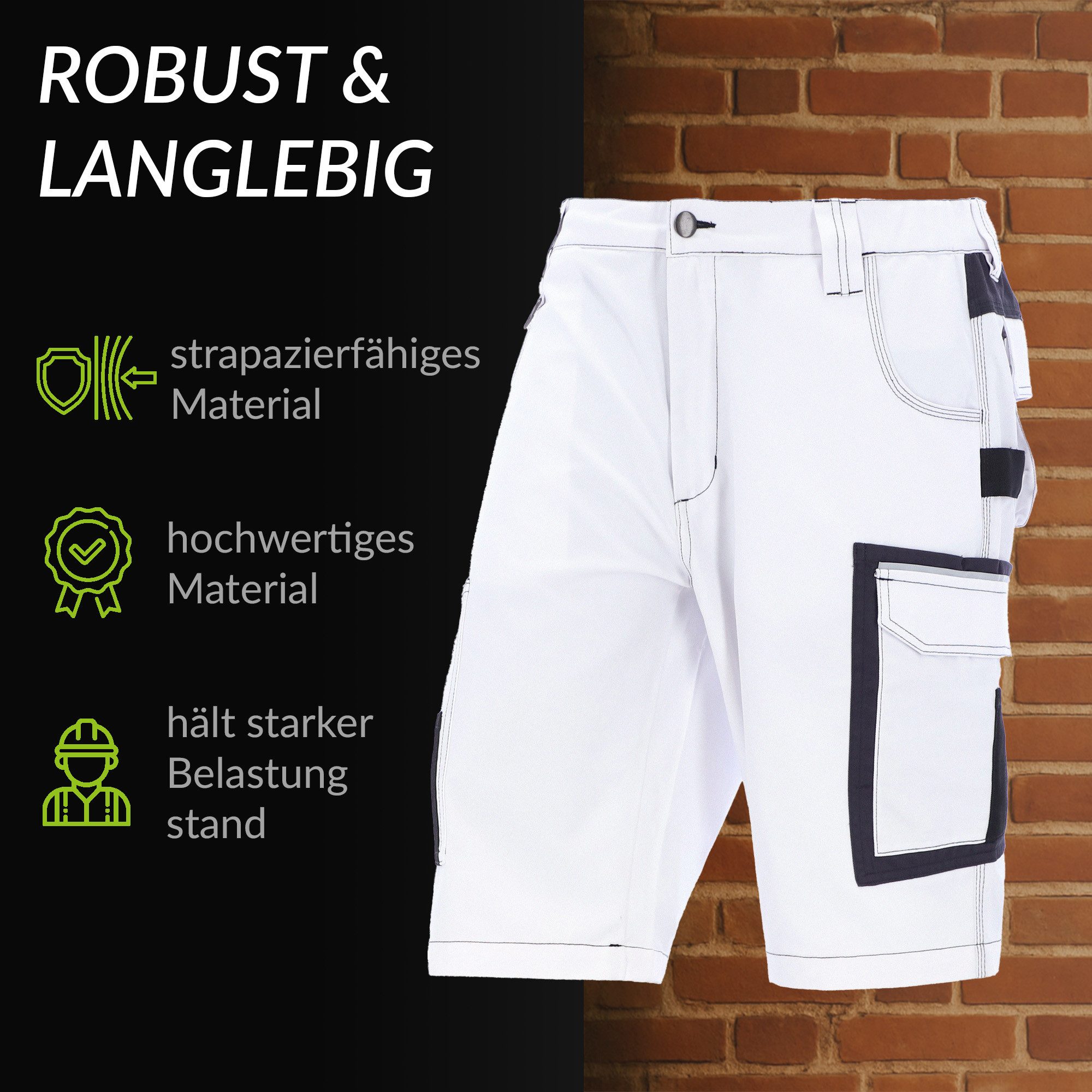 ELIWORX Arbeitsshorts Herren – Kurze Arbeitshose mit Stretch & Werkzeugtaschen - Kurze Hose Kurze Herrenshorts für Sommer & Werkstatt – Robust & Bequem