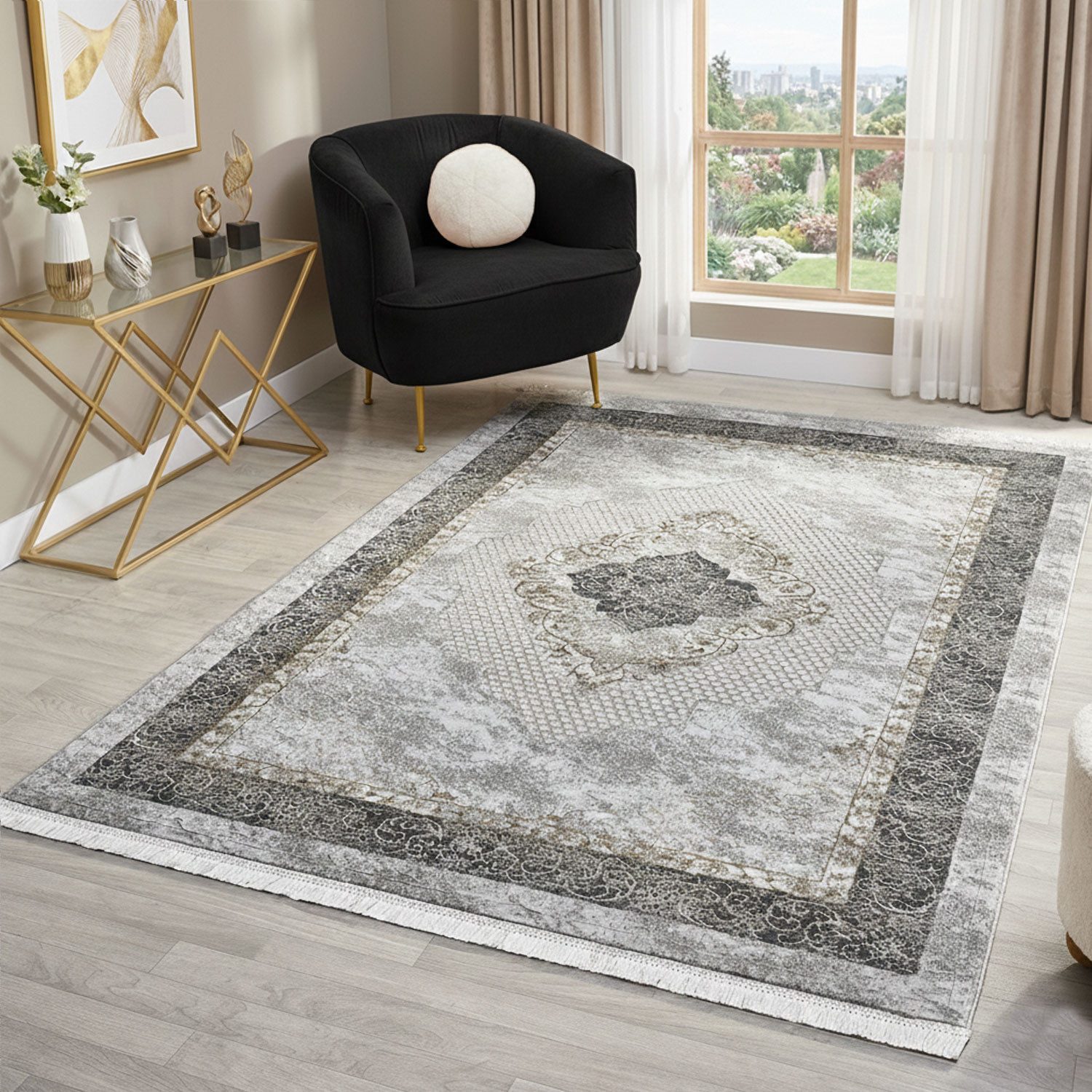Vimoda Orientteppich Salsa, moderner orientalischer Klassiker Look, Rechteckig, Höhe: 13 mm, Teppich kurzflor modern, dicht, weich, Wohnzimmer, Schlafzimmer, Flur