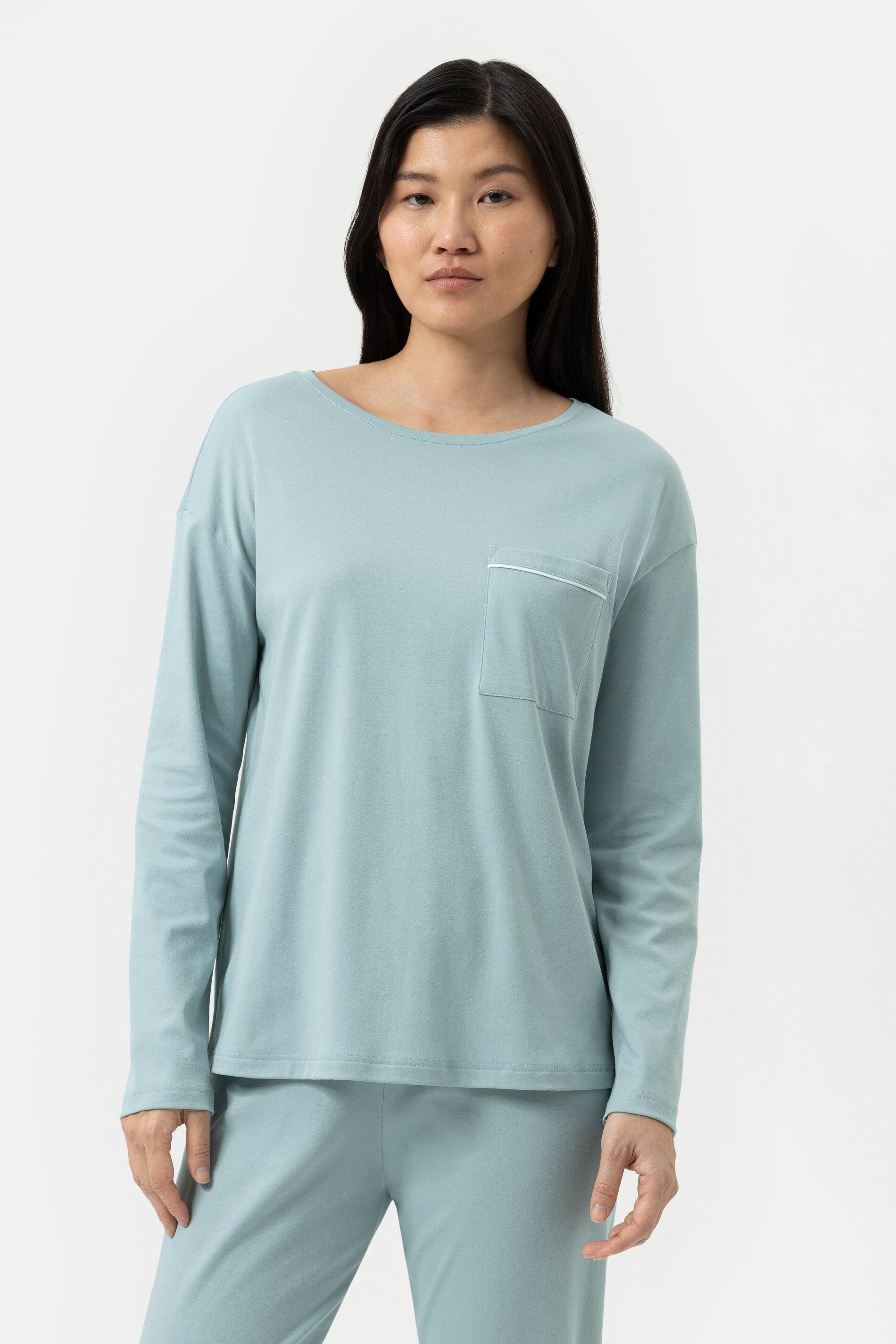 Mey Pyjamaoberteil Mey Schlaf-Shirt Serie Classy Nights Uni (1-tlg) Klassisches Pyjamashirt, 100%Bio-baumwolle, Interlock Jersey