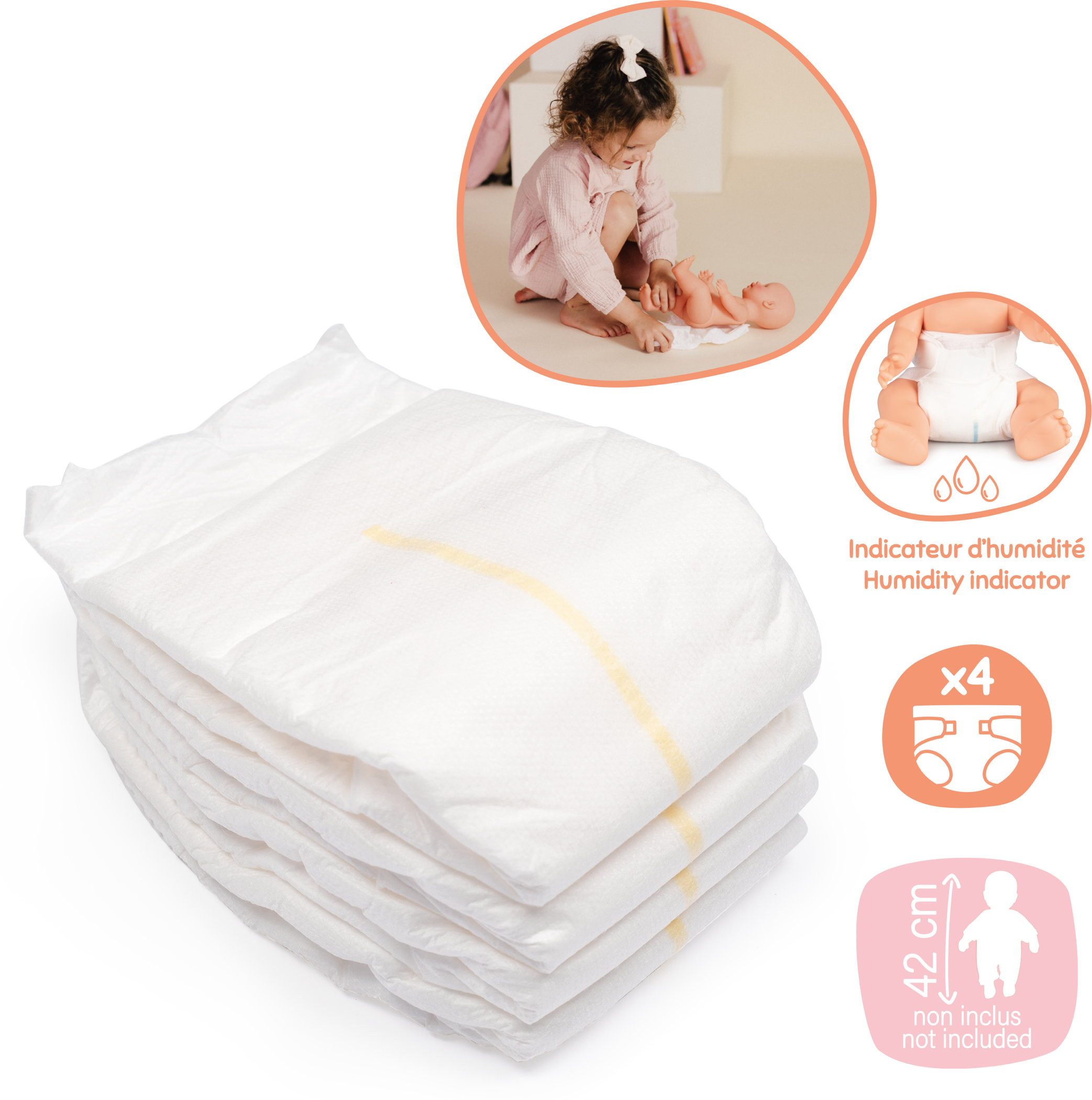 Smoby Puppen Windeln Puppe Zubehör Baby Nurse 4 Puppenwindeln Puppen bis 50 cm 7600220384