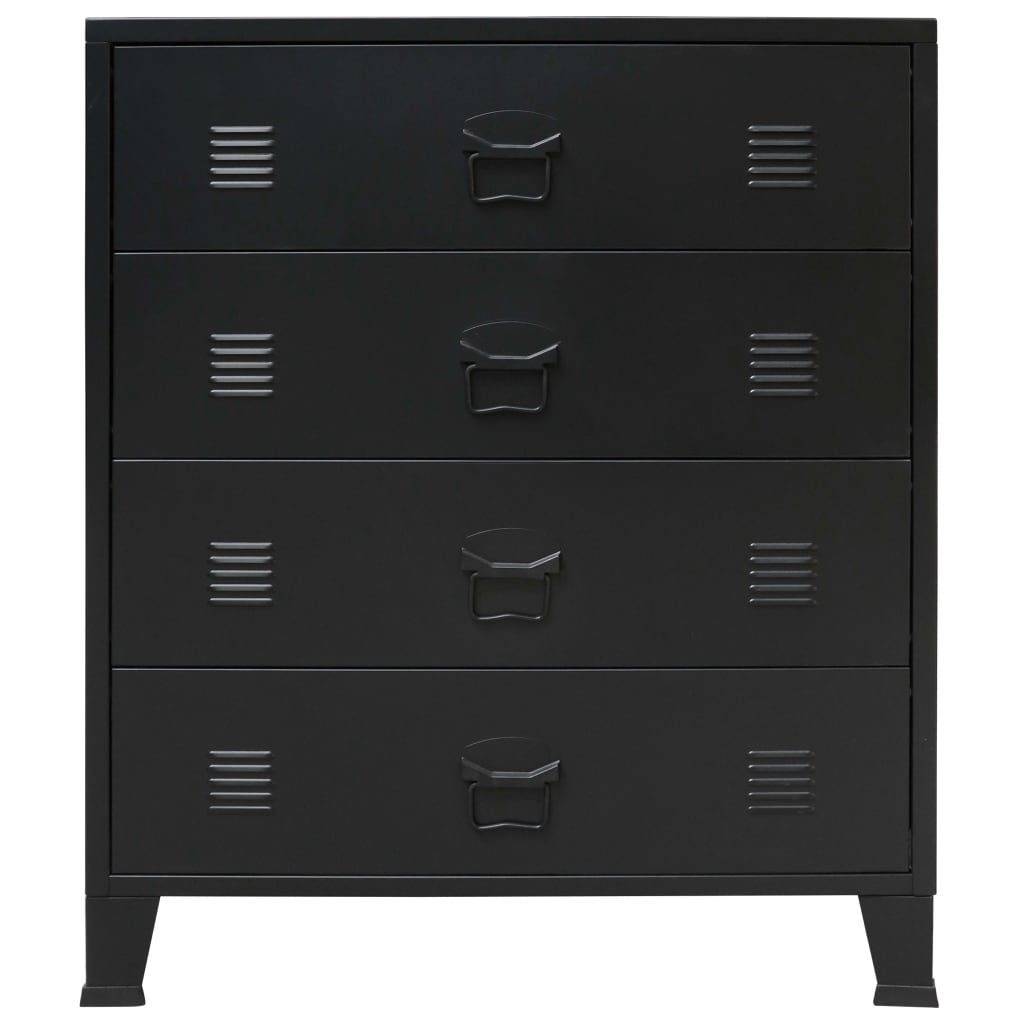 vidaXL Schubkastenkommode aus Metall in Schwarz mit 4 Schubladen (LxBxH: 40x78x93 cm)