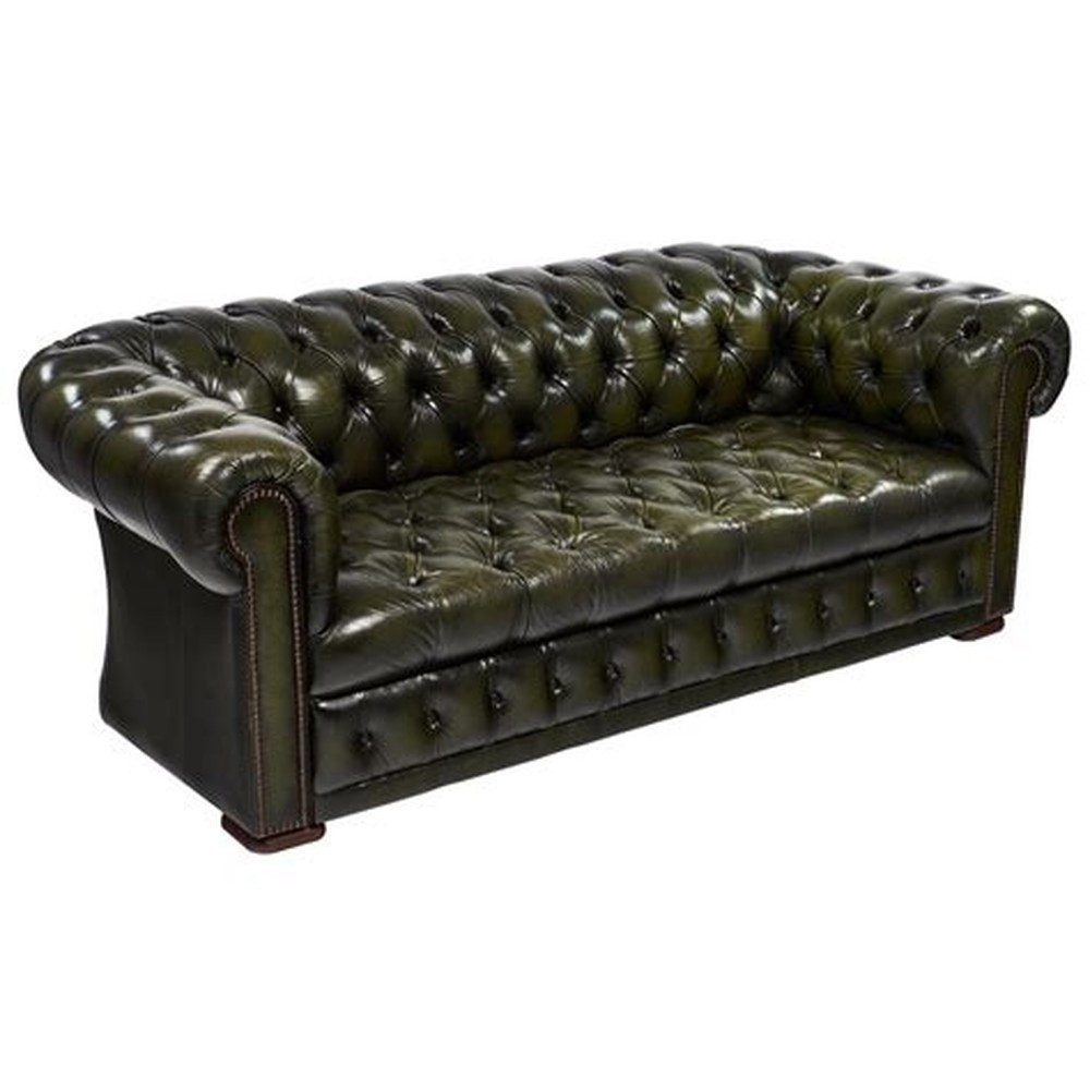 JVmoebel 3-Sitzer Grüne Chesterfield-Ledercouch im Vintage-Stil aus Kunstleder, Made in Europa