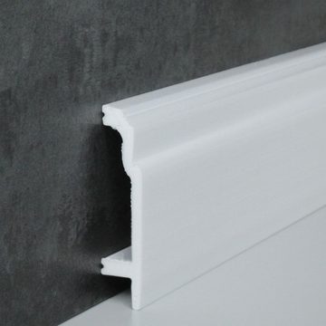 PROVISTON Sockelleiste Polystyrol, 24.5 x 108 x 2000 mm, Weiß, Kunststoff Fußleiste
