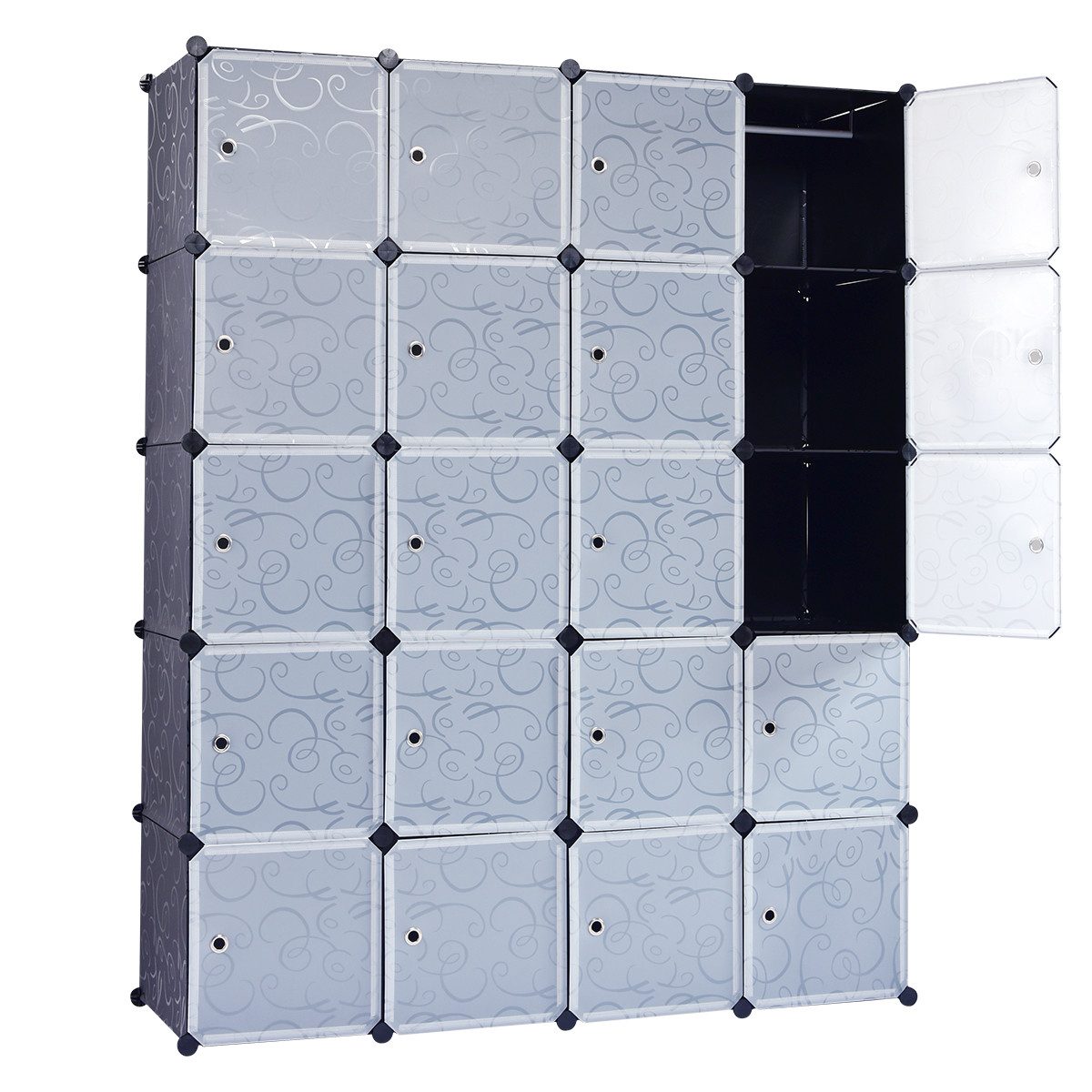 COSTWAY Kleiderschrank 20 Fächer, DIY Regalsystem, stapelbar, Kippsicherung