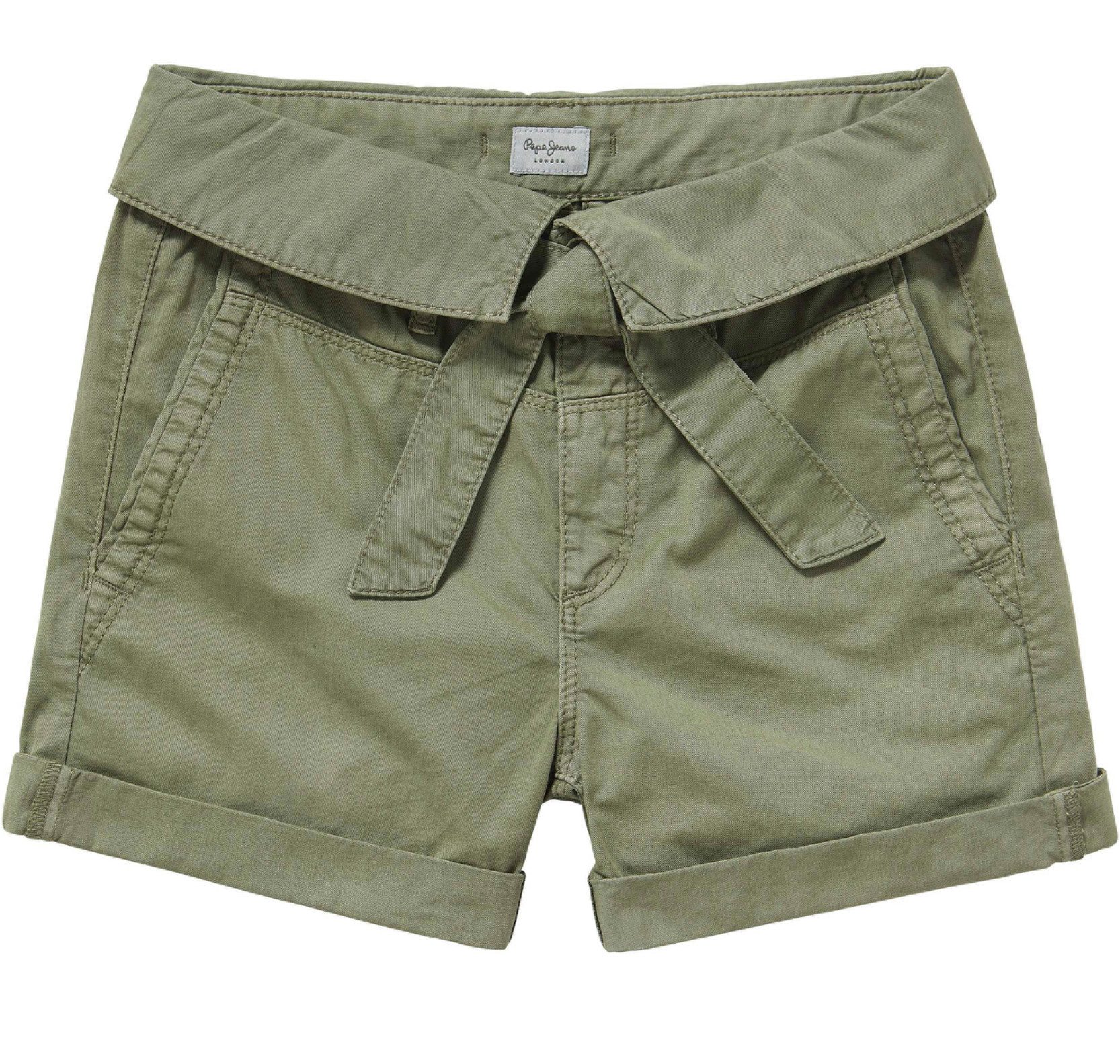Pepe Jeans Shorts Mädchen Shorts Baumwolle Paperbag Bund Bindegürtel Sommer