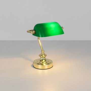 bmf-versand Tischleuchte Schreibtischlampe grün Schirm Retro Tischlampe Banker Lampe, mit Pflegetuch, ohne Leuchtmittel, Lichtfarbe ist abhängig vom Leuchtmittel, Wohnzimmer, Schlafzimmer, Esszimmer, Küche, Flur, Schreibtischleuchte