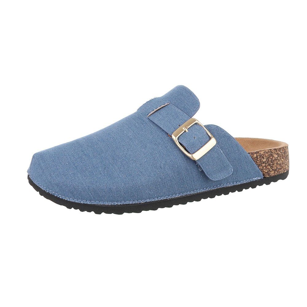 Mules Ital-Design Pantolette Damen Freizeit Blau 92