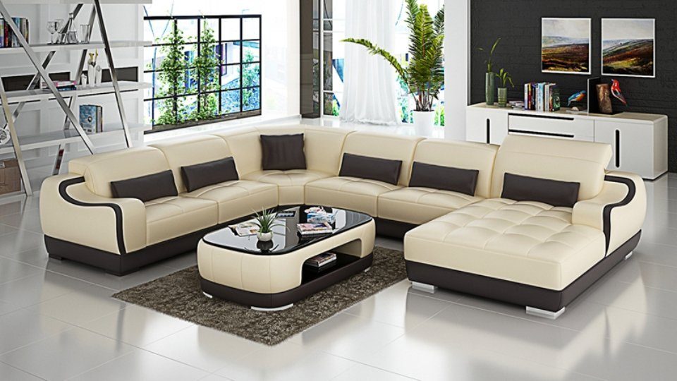 JVmoebel Ecksofa, Ledersofa Polster Sitz Eck Sofa Wohnlandschaft Wohnzimmer Couch