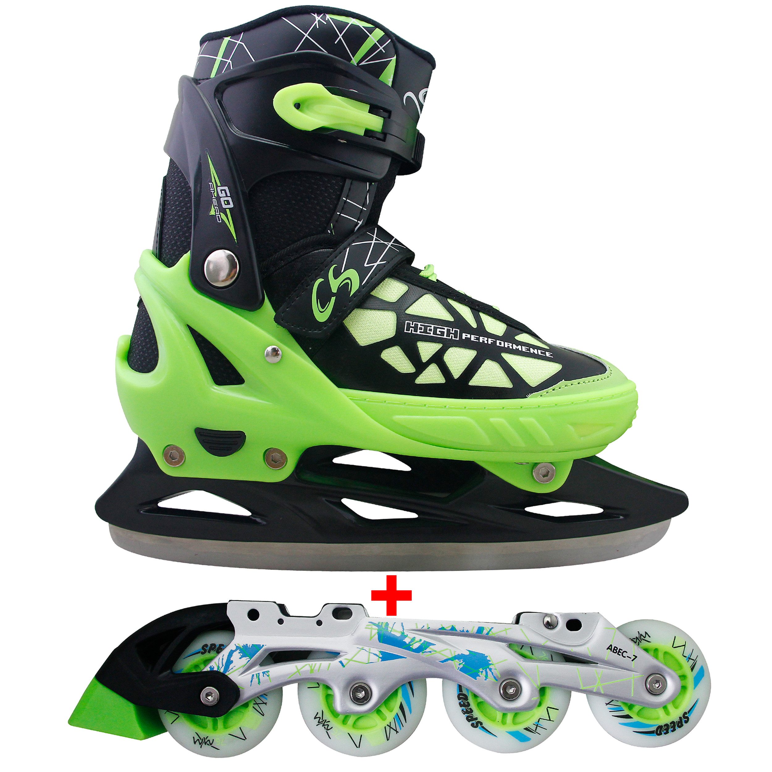 Cox Swain Inlineskates Blake 2in1 verstellbar Inline Skates und Schlittschuhe mit Alu, 2in1: Inliner & Schlittschuhe
