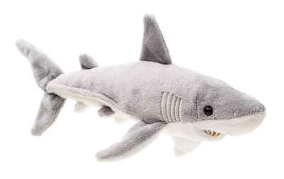 Uni-Toys Kuscheltier Weißer Hai - 25 cm (Довжина) - Plüsch-Fisch - Plüschtier, zu 100 % recyceltes Füllmaterial