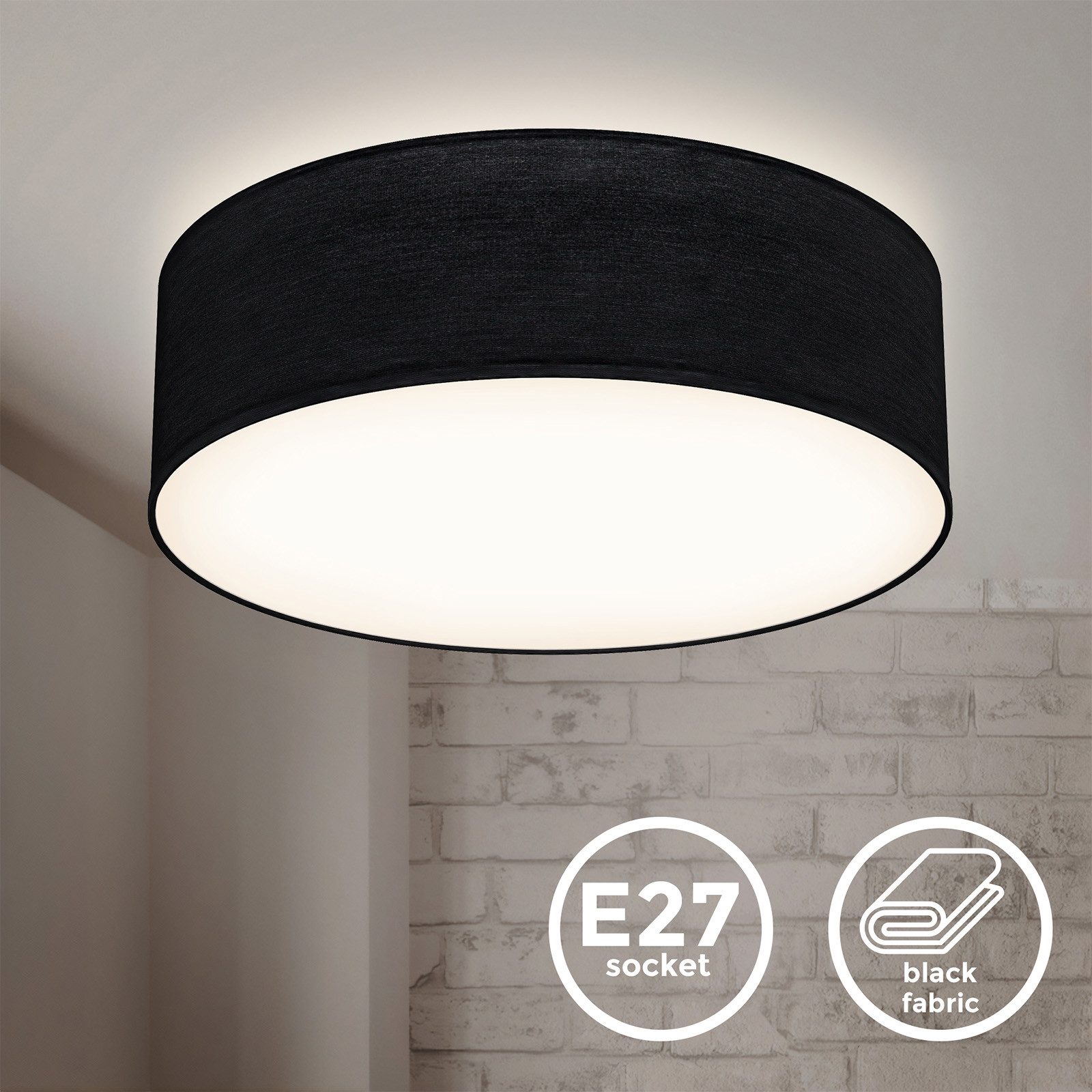 B.K.Licht Deckenleuchte Deckenleuchte Stoff-Deckenlampe Ø30cm 1-flammig günstig online kaufen