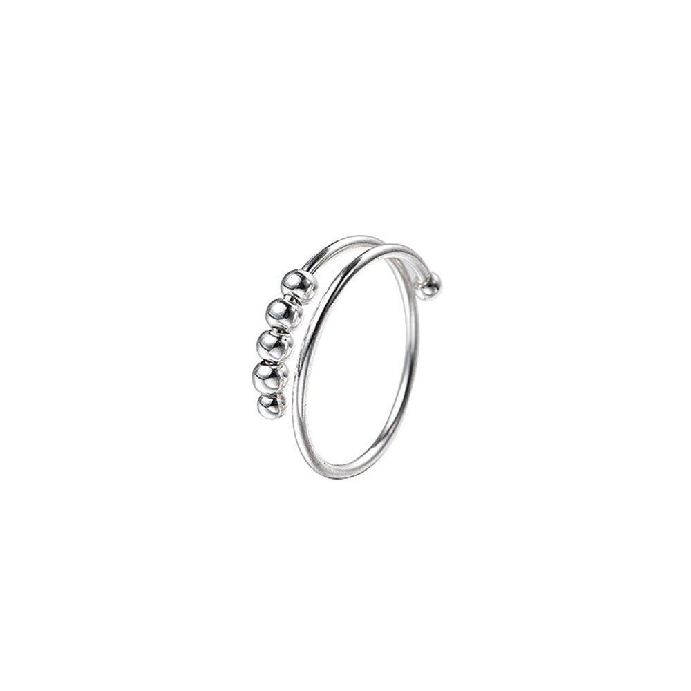 POCHUMIDUU Runder Perlenring aus Silberschmuck Frauen Sterlingsilber Silber für Verstellbarer 925er 925 Fingerring Sterling Ring,