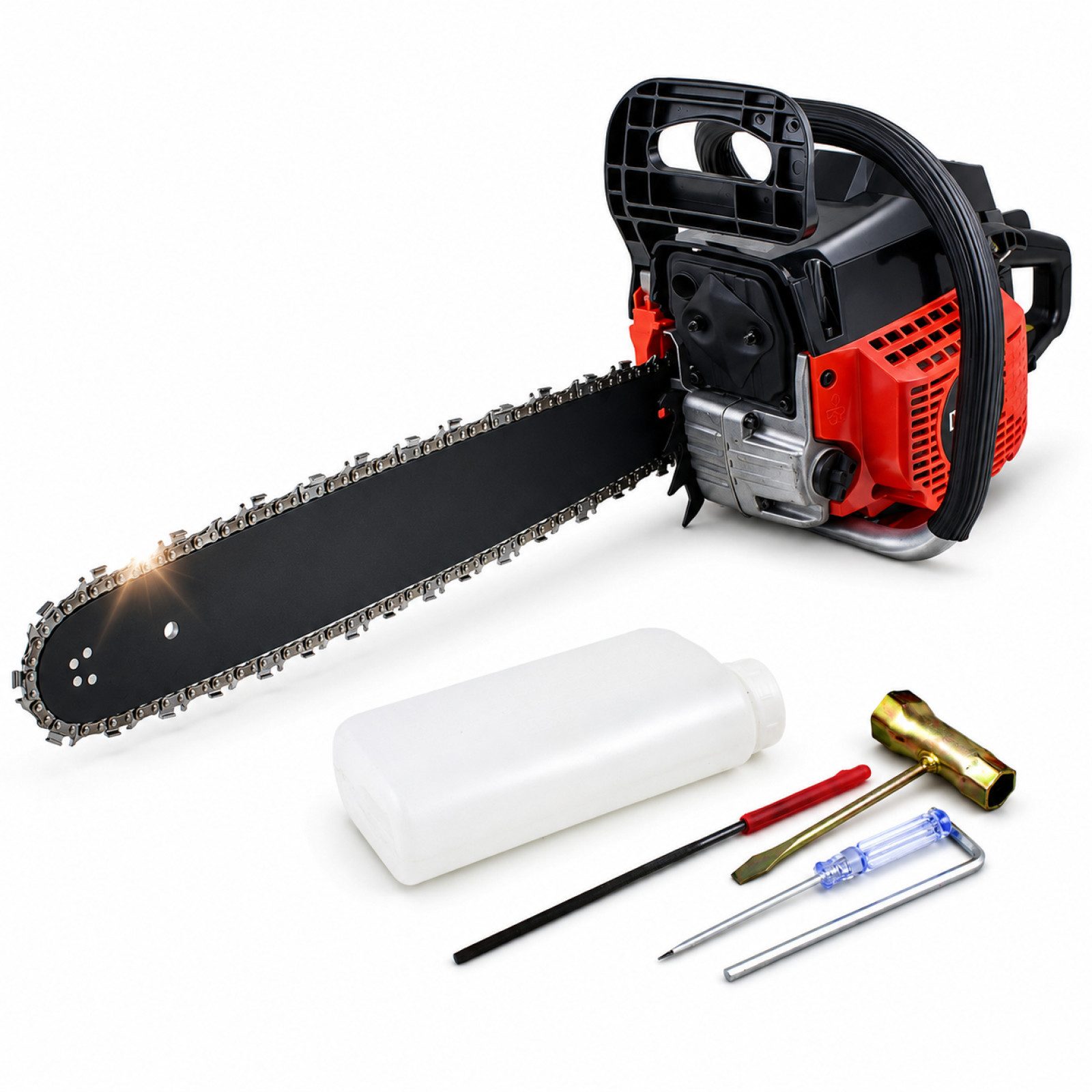 Bituxx Benzin-Kettensäge 58ccm inkl. 20 Zoll Schwert und Kette, 50 cm Schwertlänge, Set, MS-12226