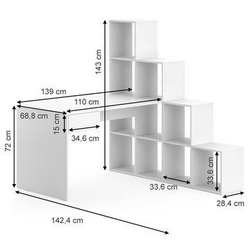 Vicco Schreibtisch EckComputertisch Treppenregal Raumteiler Sarah