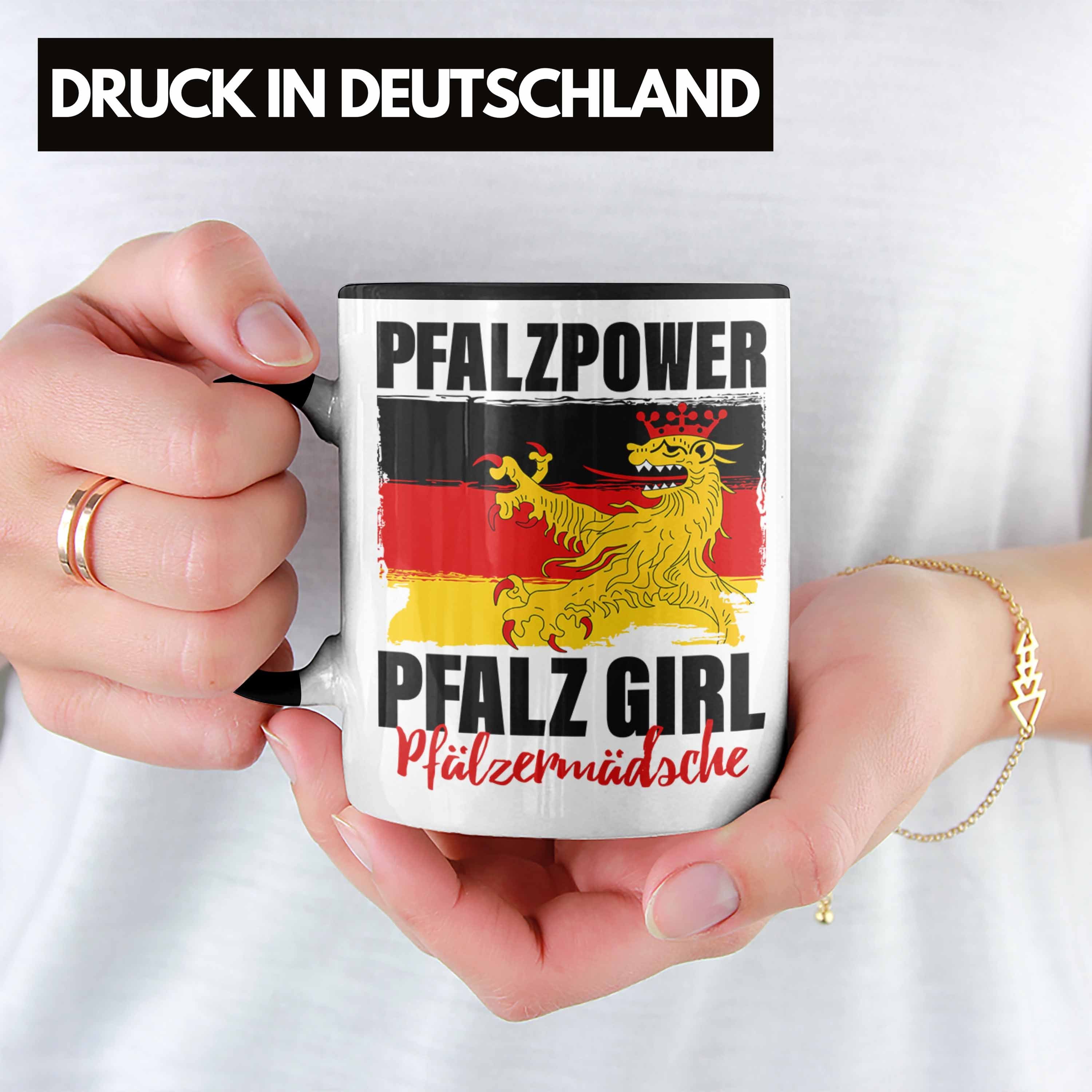 Trendation Tasse Pfalzpower Frauen Pfalz Pfalzmädsche Schwarz Girl Tasse Geschenk
