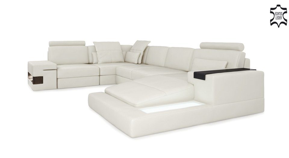 JVmoebel Ecksofa, Ecksofa U Wohnlandschaft Designer Ledersofa Form Couch Sofa Polster