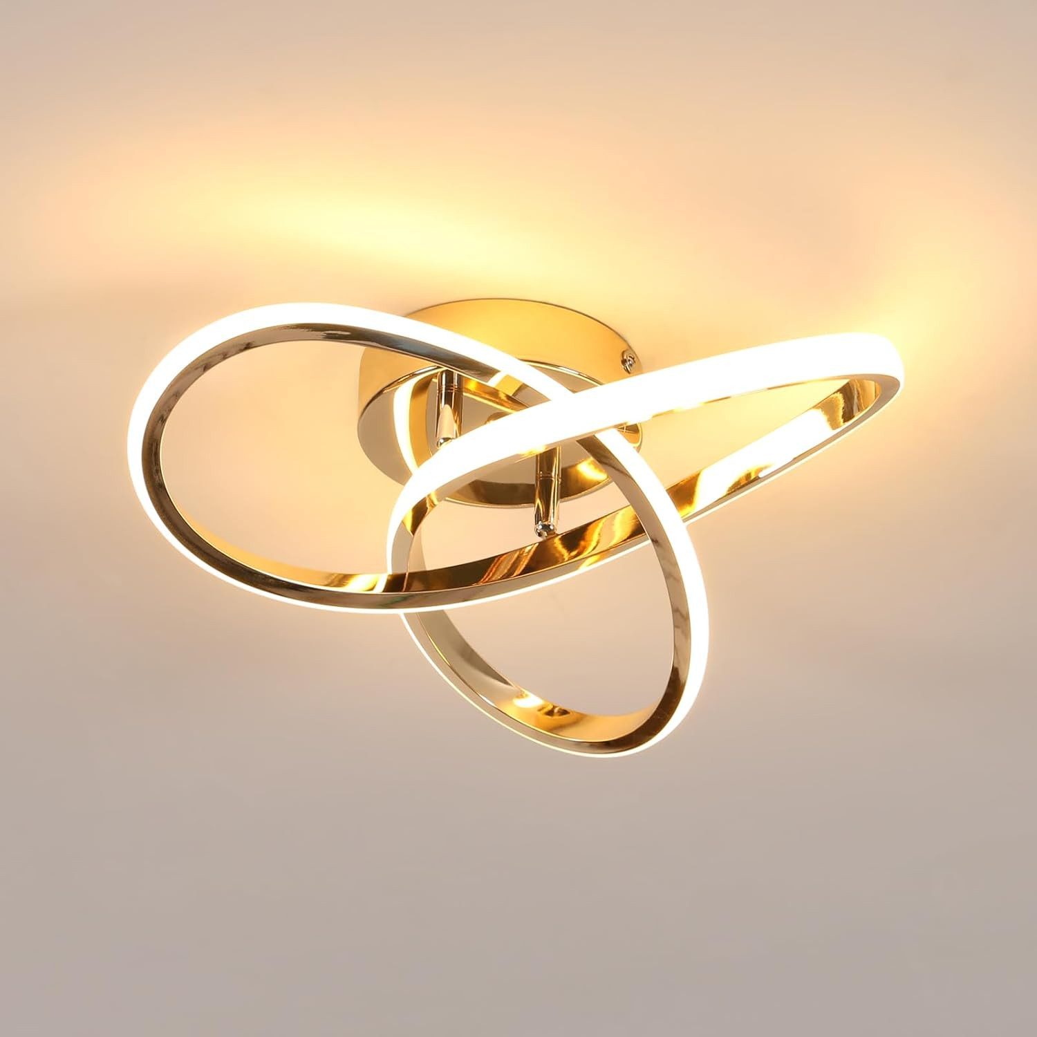 Riserva LED Deckenleuchte Kleeblatt Design LED Deckenleuchte Gold 30W 3000K Modern