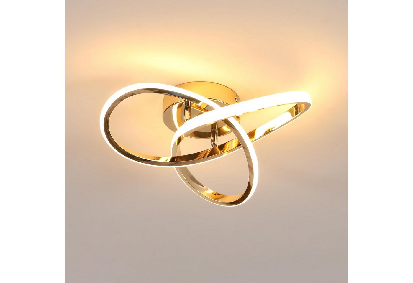 Riserva LED Deckenleuchte Kleeblatt Design LED Deckenleuchte Gold 30W 3000K Modern