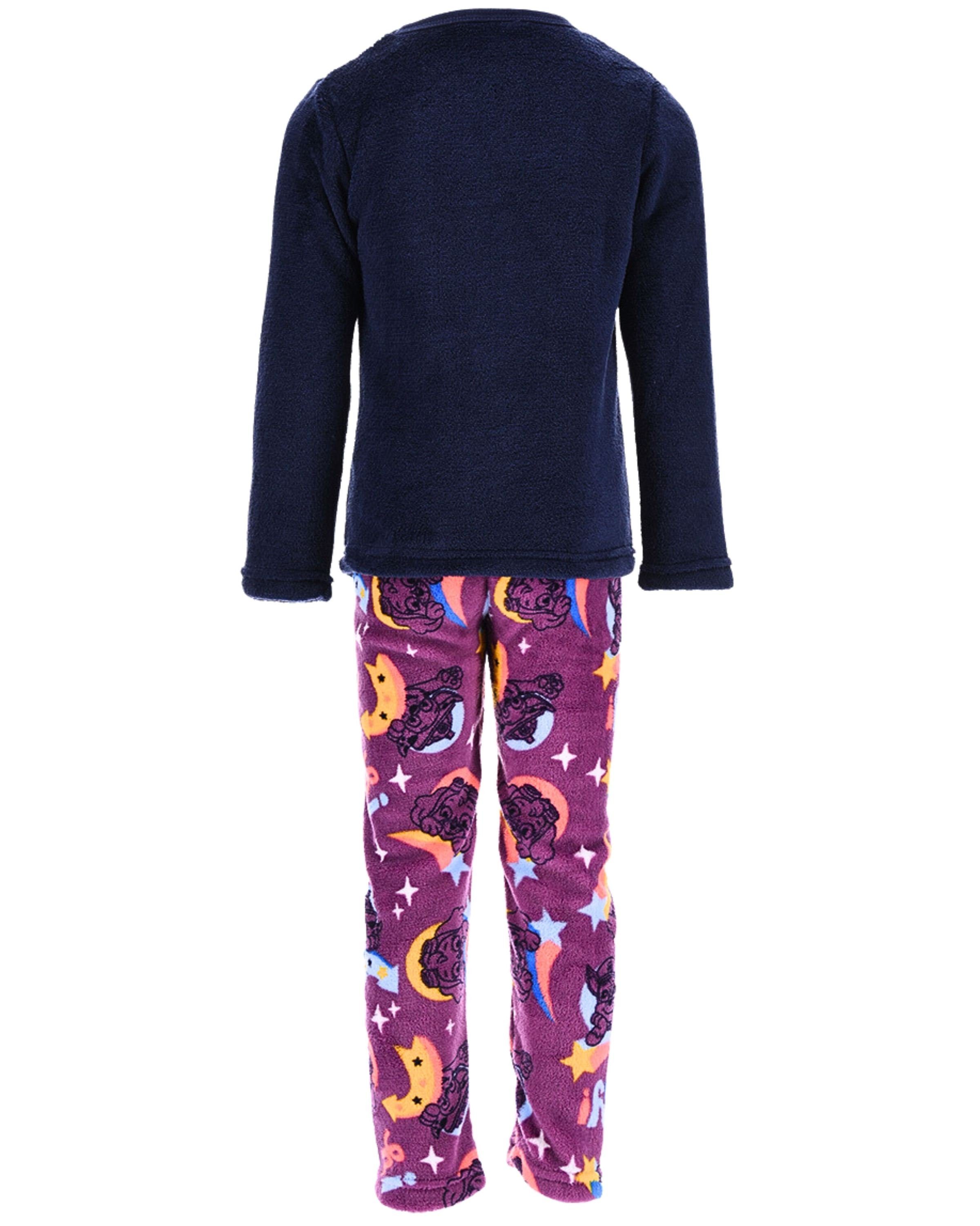 PAW PATROL Schlafanzug aus langarm 98 (2 116 tlg) Mädchen cm Pyjama Gr. Dunkelblau-Lila Fleece Skye weichem 