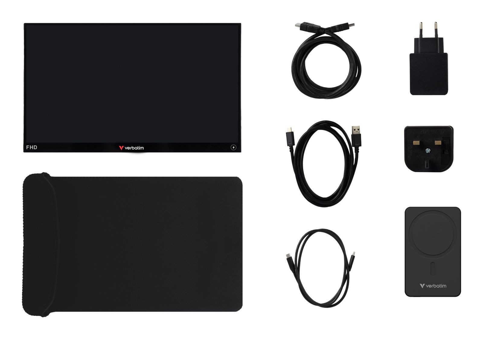 Verbatim Portable 14" Full HD Touchscreen TFT-Monitor (1920 x 1080 px, Full HD, 6 ms Reaktionszeit, TFT-LCD, Touchscreen, Adaptive-Sync, Lautsprecher, Kopfhörerbuchse)