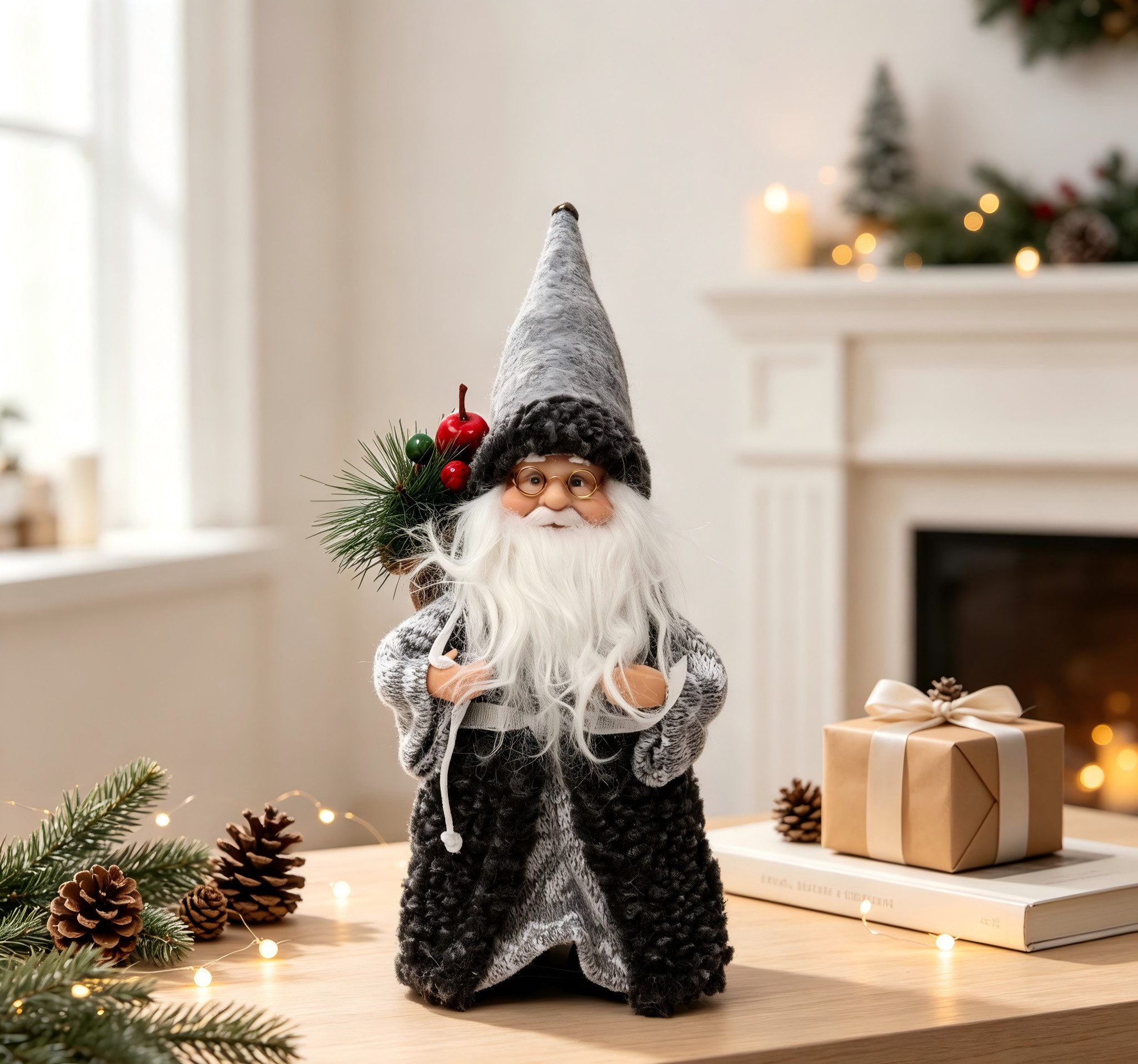 OTTO home Weihnachtsmann Dekoration, klassisch -traditionell oder skandi-grau, 1 Stück (1 St), mit Sack und Geschenken, jeweils in 2 Größen: ca. 25 oder 45 cm hoch